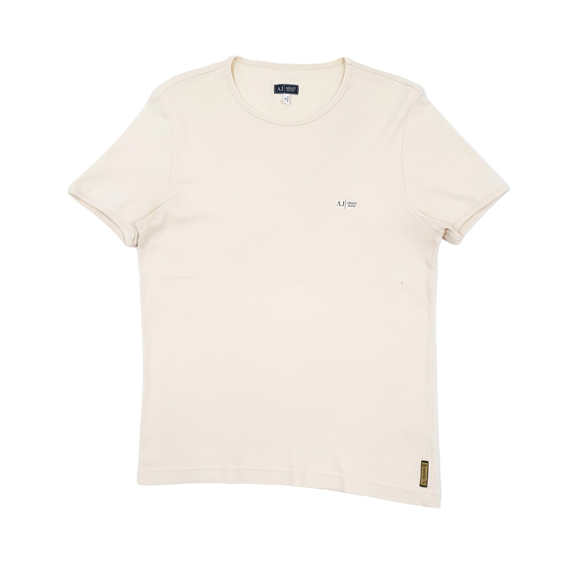 Cream Armani Jeans Short Sleeve T Shirt