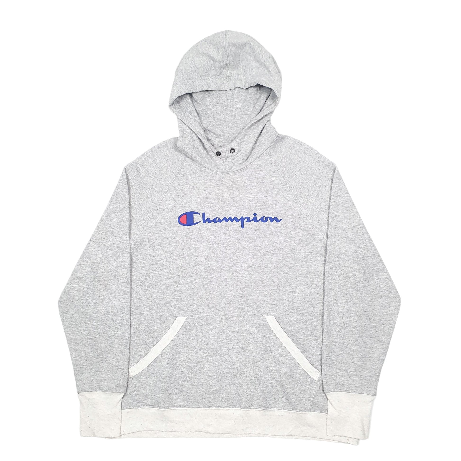 Champion Spellout Hoodie L Grey