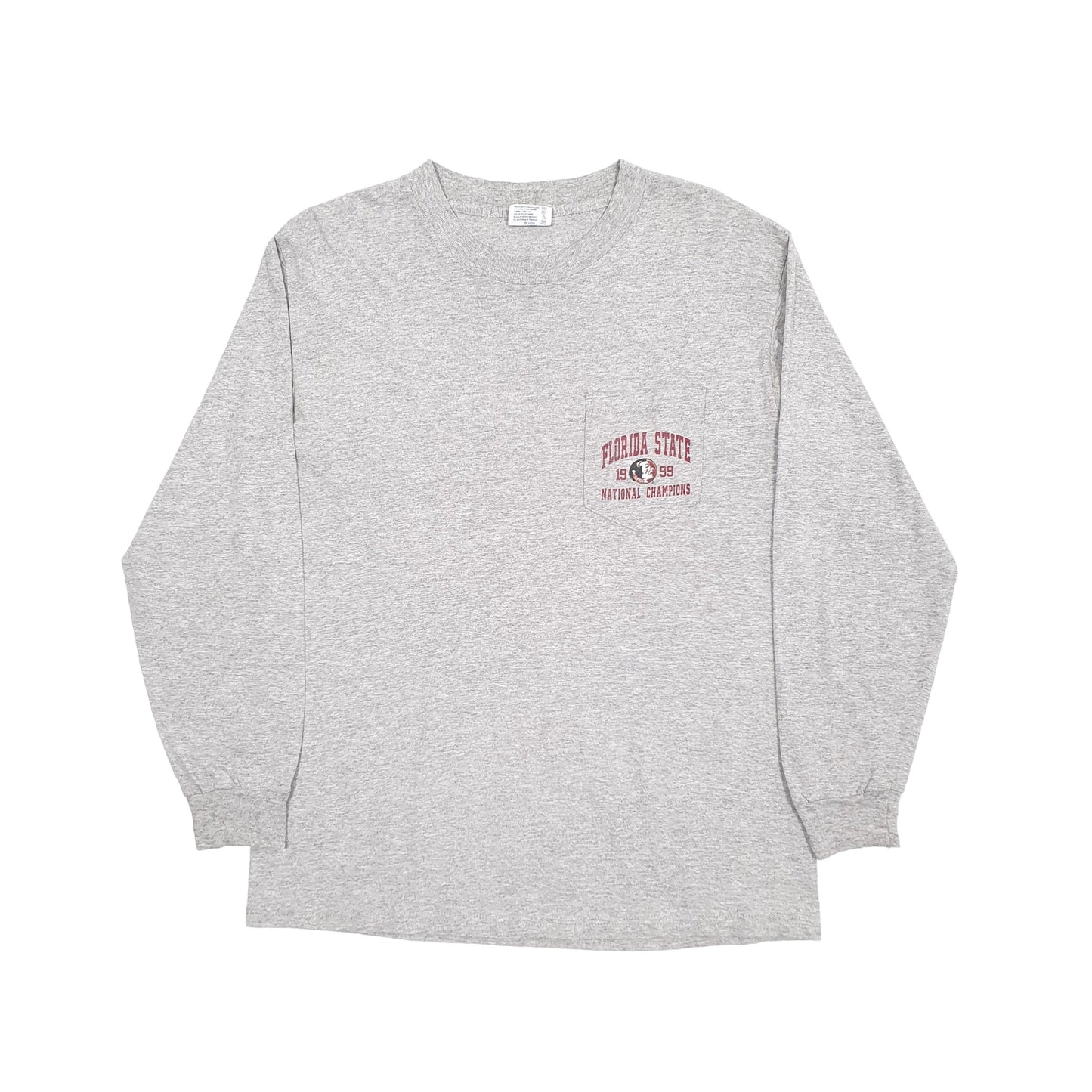Teejays Florida State Champions 1999 USA Made Long Sleeve T Shirt Grey