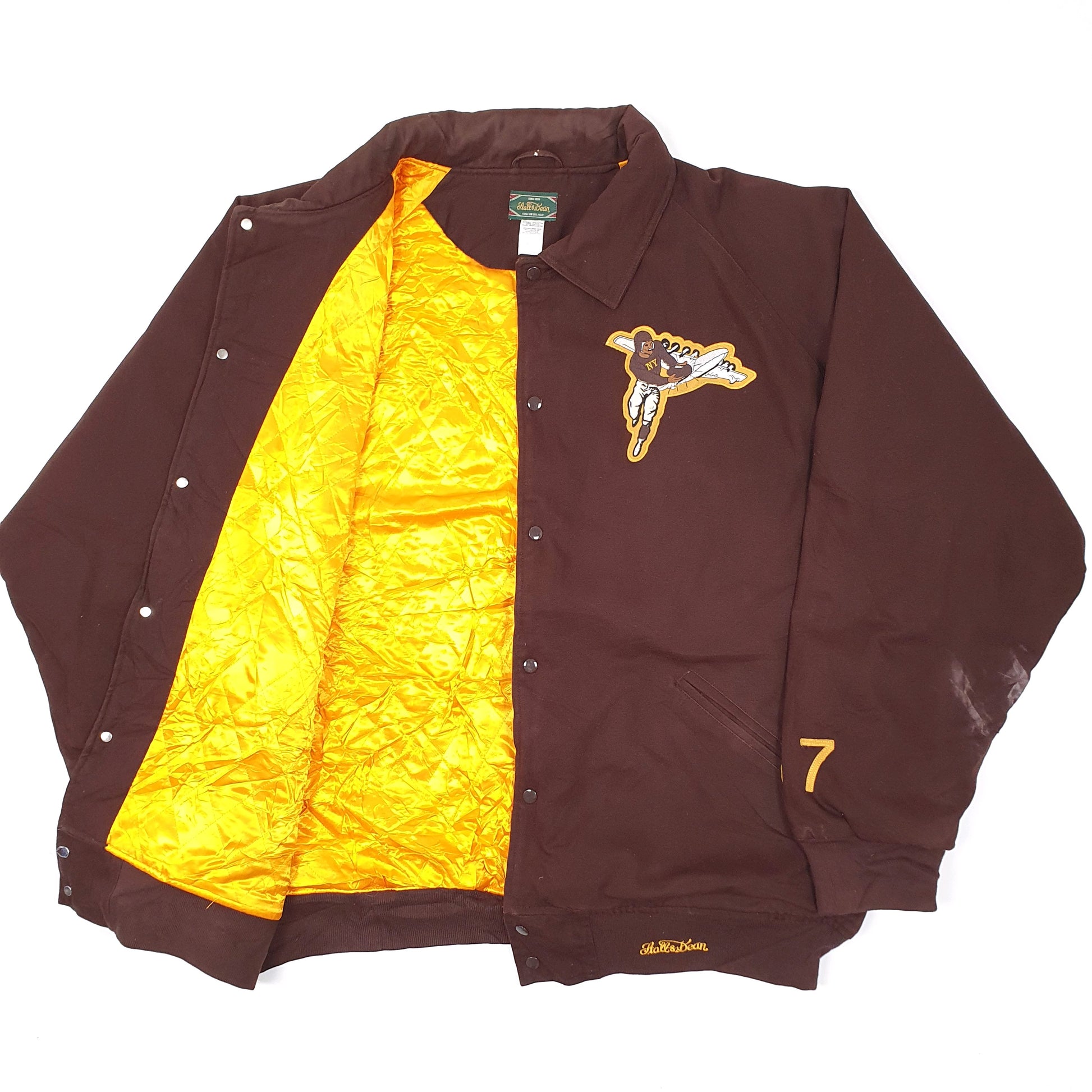 Mens Brown Stall & Dean USA Football Brown Bombers NFL Bomber Jacket Coat