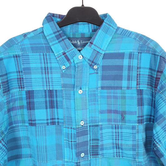 Ralph Lauren Short Sleeve Custom Fit Check Shirt Blue