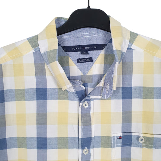 Tommy Hilfiger Short Sleeve Custom Fit Check Shirt Yellow