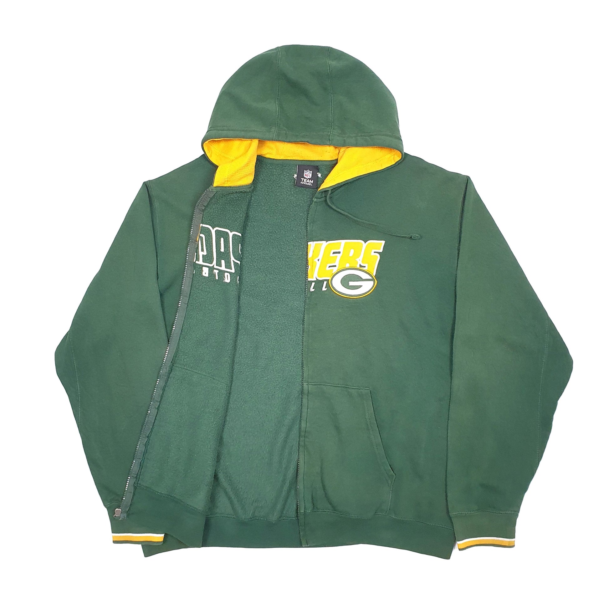 Mens NFL Green Full Zip Green Bay Packers USA Football Hoodie
