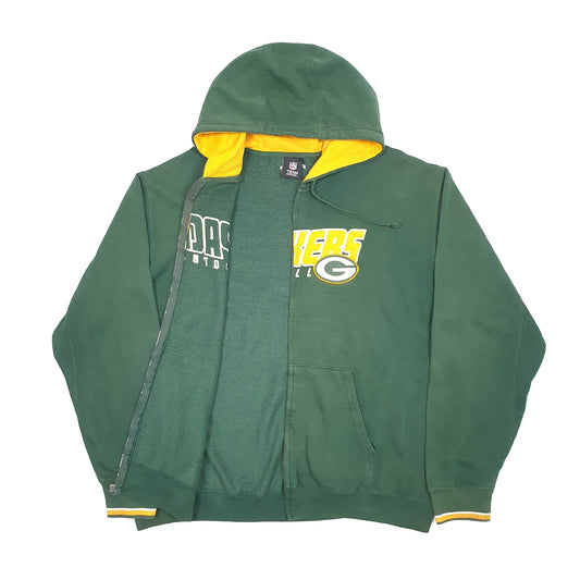 Mens Green NFL Green Bay Packers USA Football Hoodie Full Zip Jumper