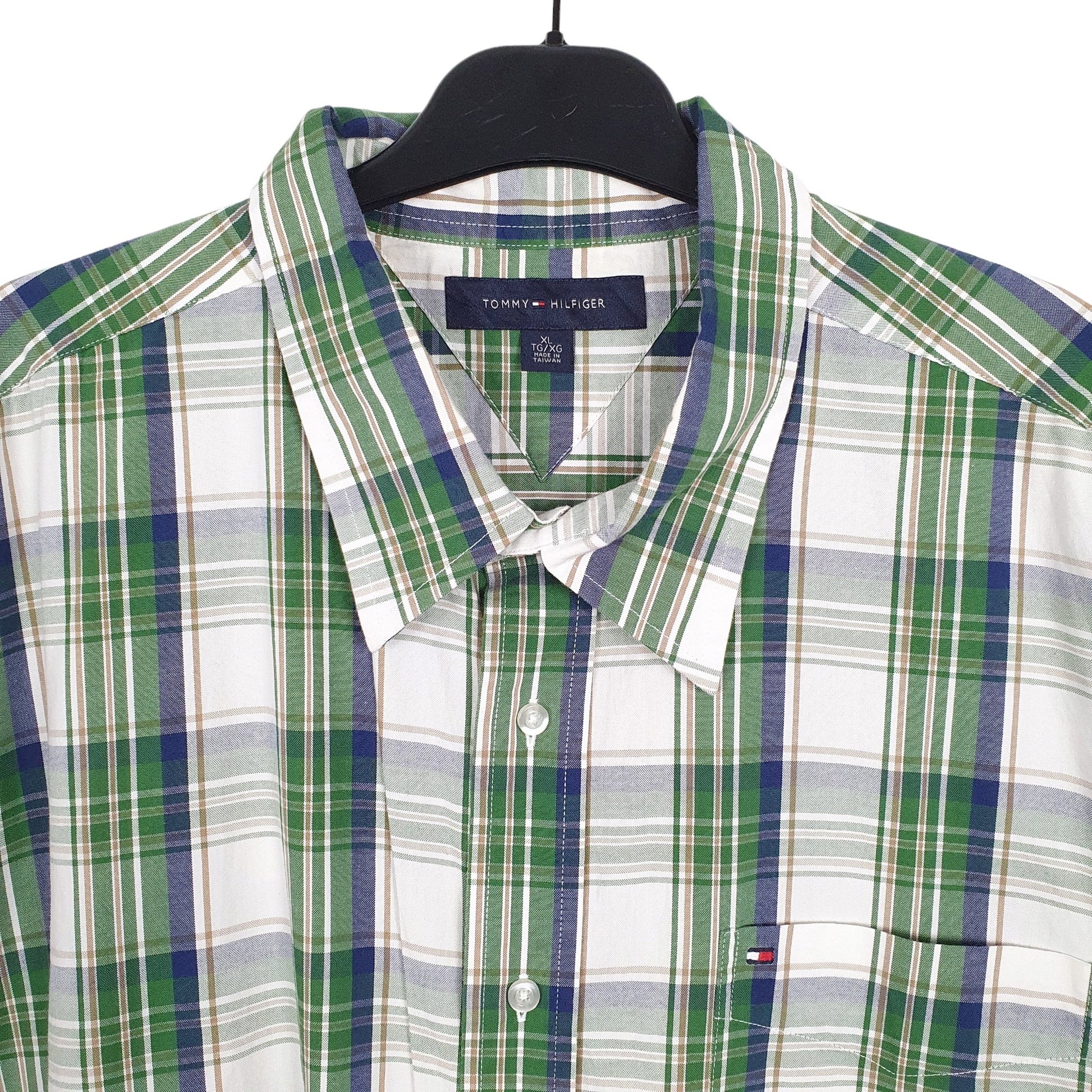 Tommy Hilfiger Short Sleeve Regular Fit Check Shirt Green