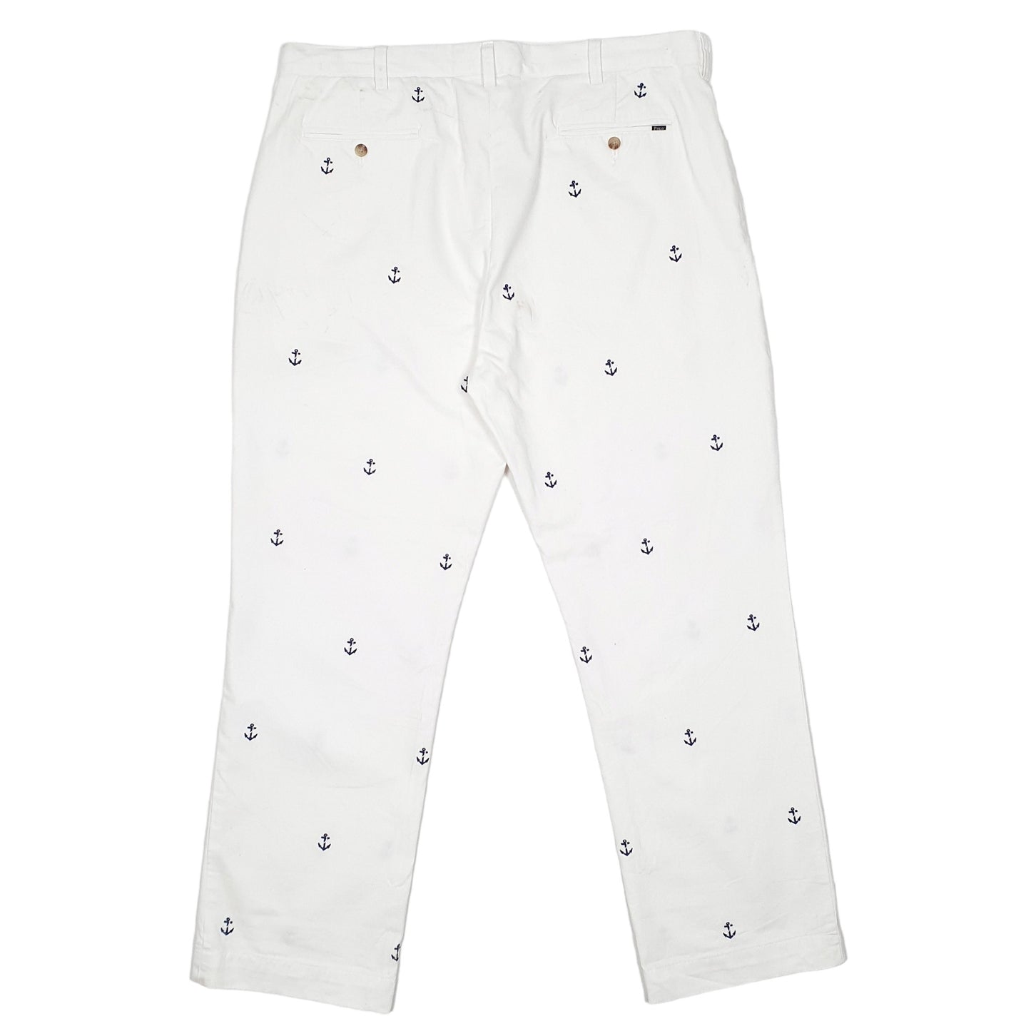 Mens White Polo Ralph Lauren Anchor Nautical Chino Trousers