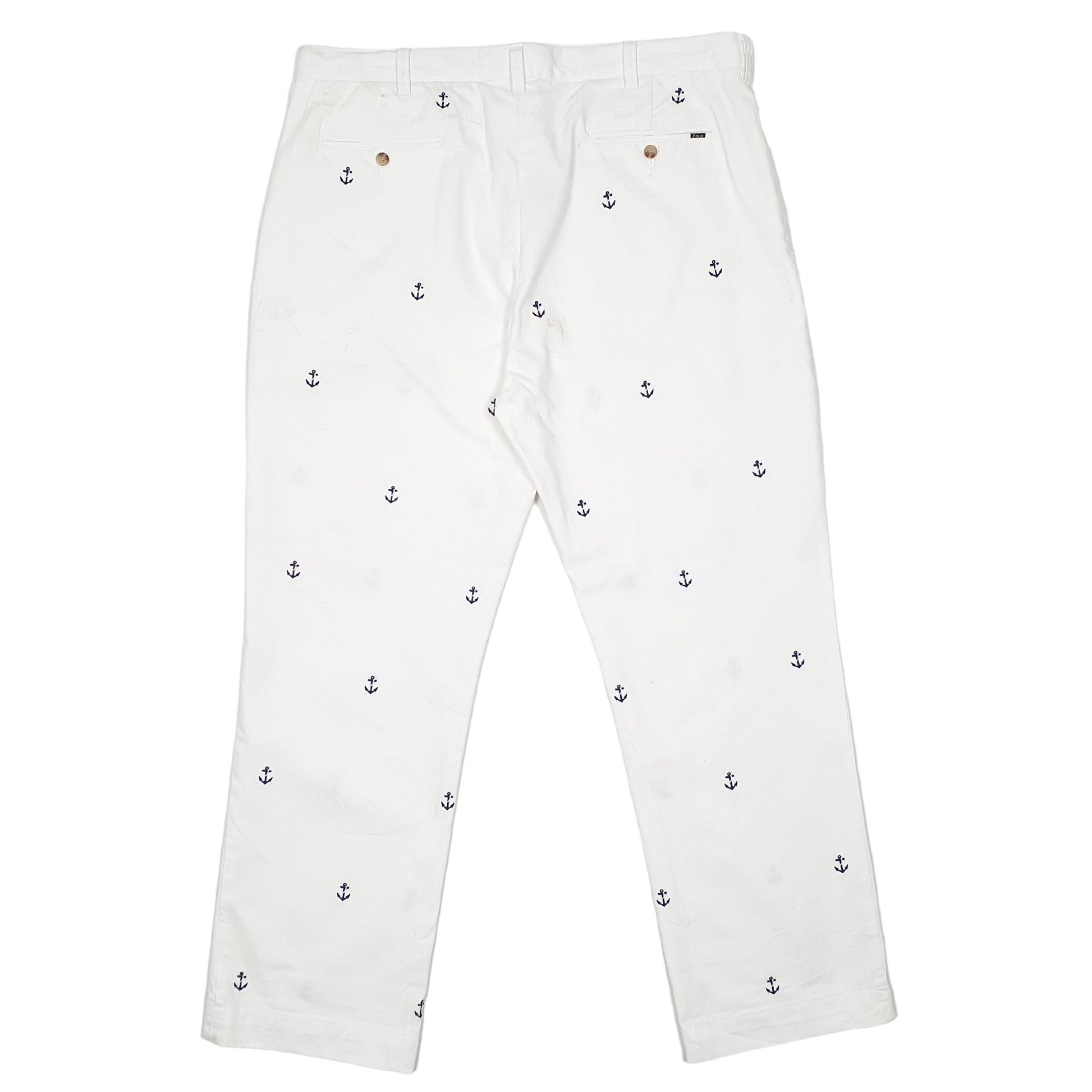 Mens White Polo Ralph Lauren Anchor Nautical Chino Trousers