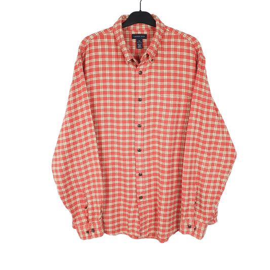 Land's End Overshirt Shacket Long Sleeve Regular Fit Check Shirt Red