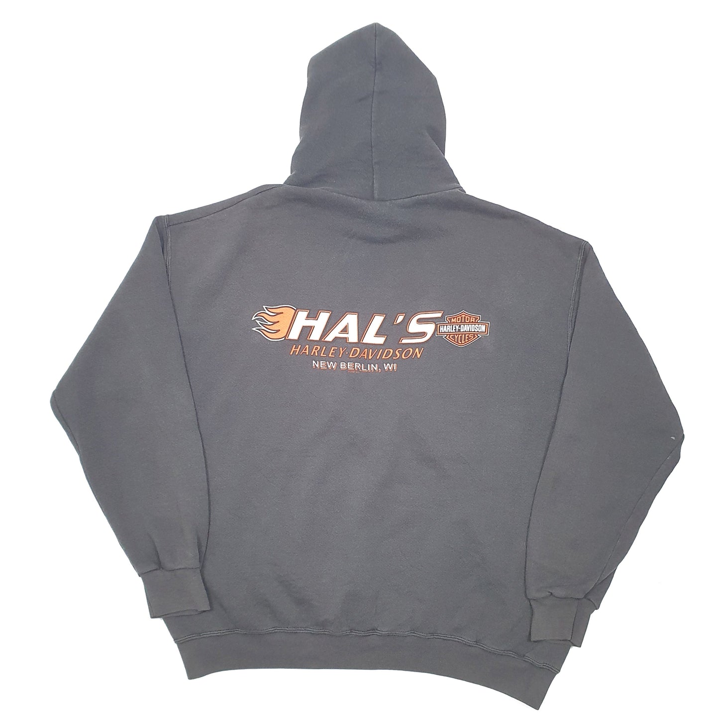 Mens Black Harley Davidson Biker Motorcycles Hals Wisconsin Hoodie Jumper