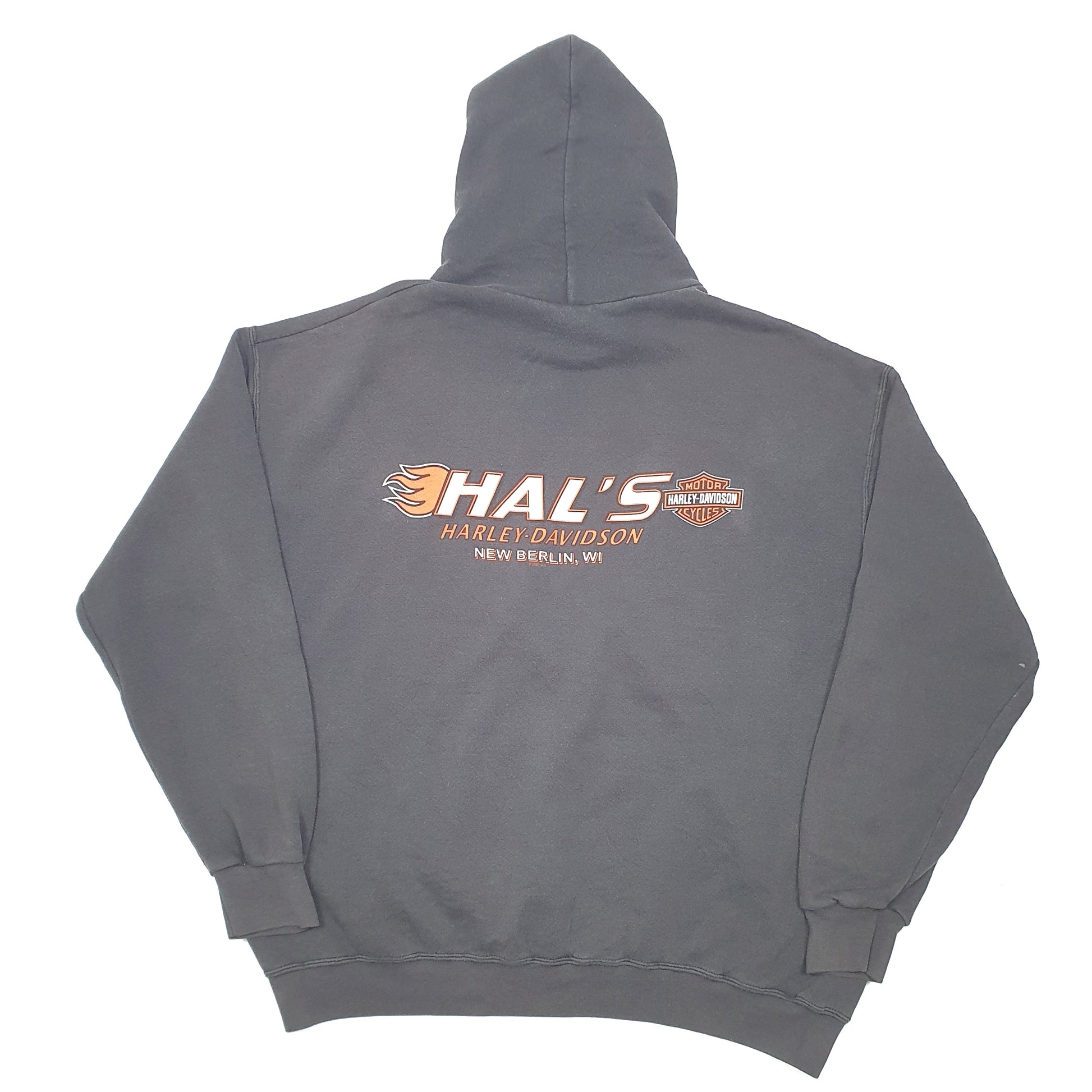 Mens Black Harley Davidson Biker Motorcycles Hals Wisconsin Hoodie Jumper