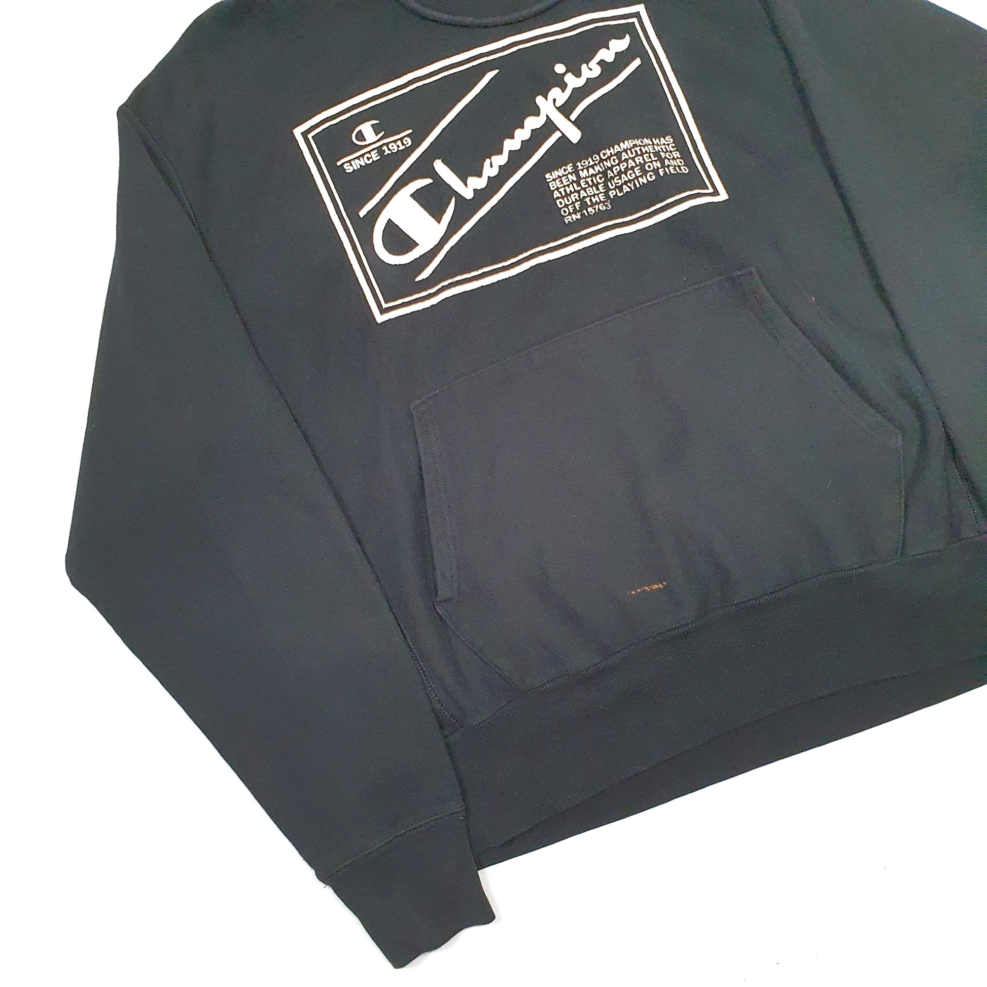 Mens Black Champion Reverse Weave Hoodie Jumper