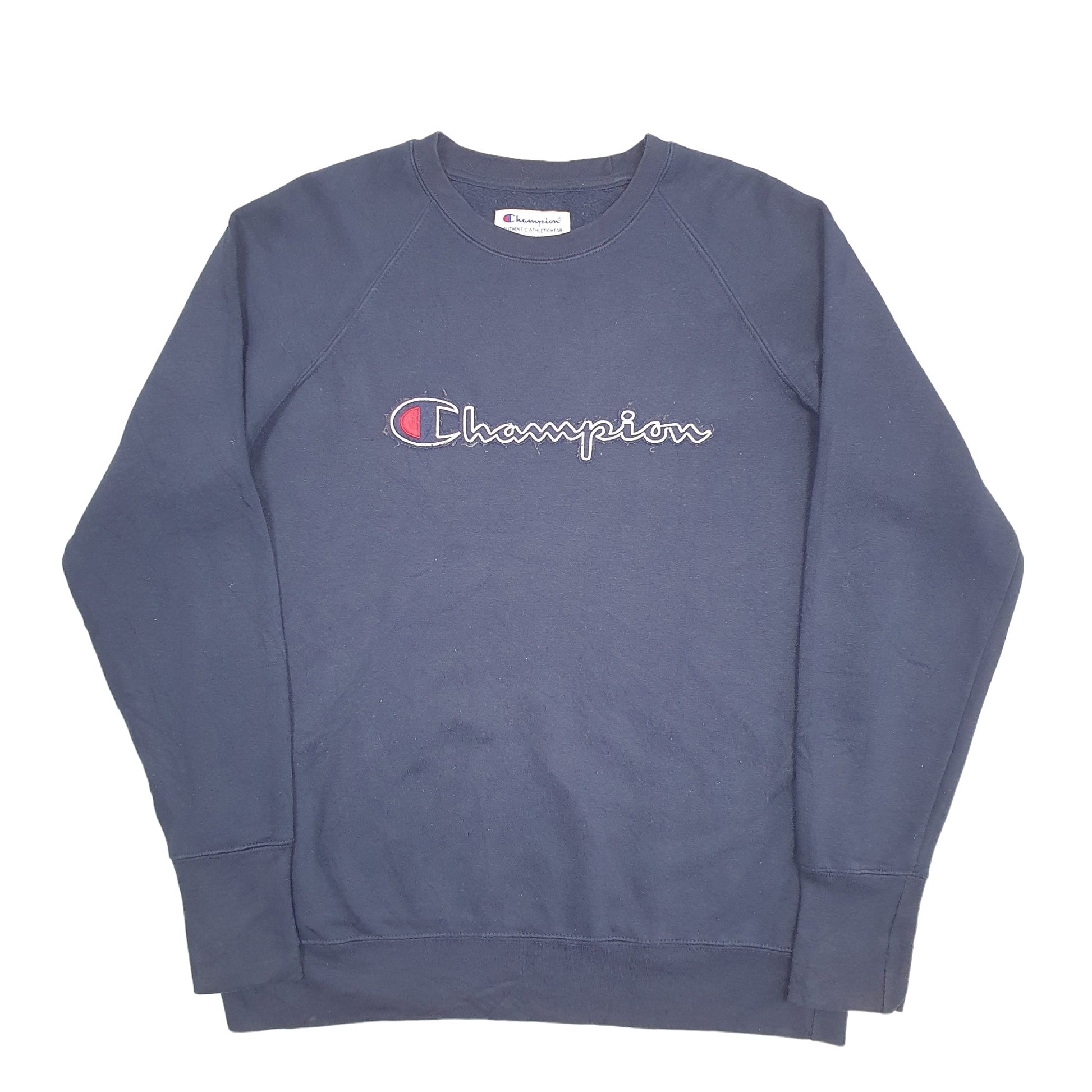 Mens Navy Champion Spellout Crewneck Jumper