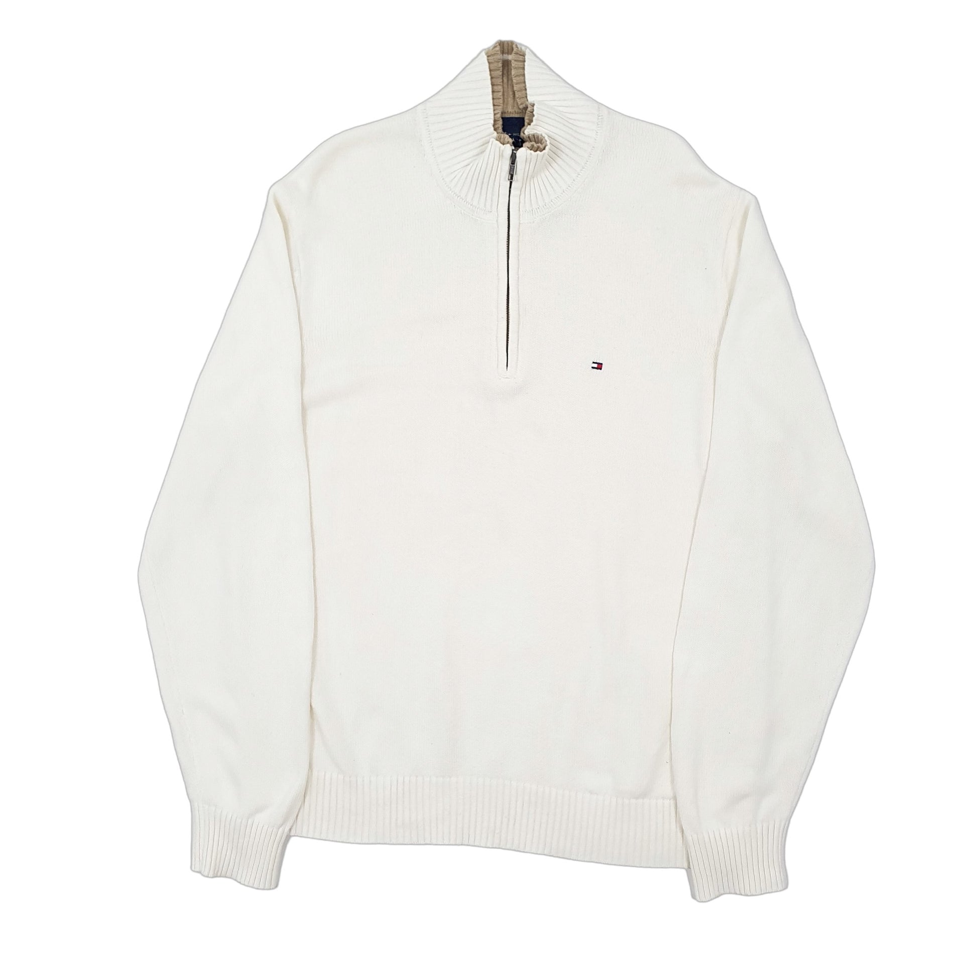Mens Cream Tommy Hilfiger  Quarter Zip Jumper