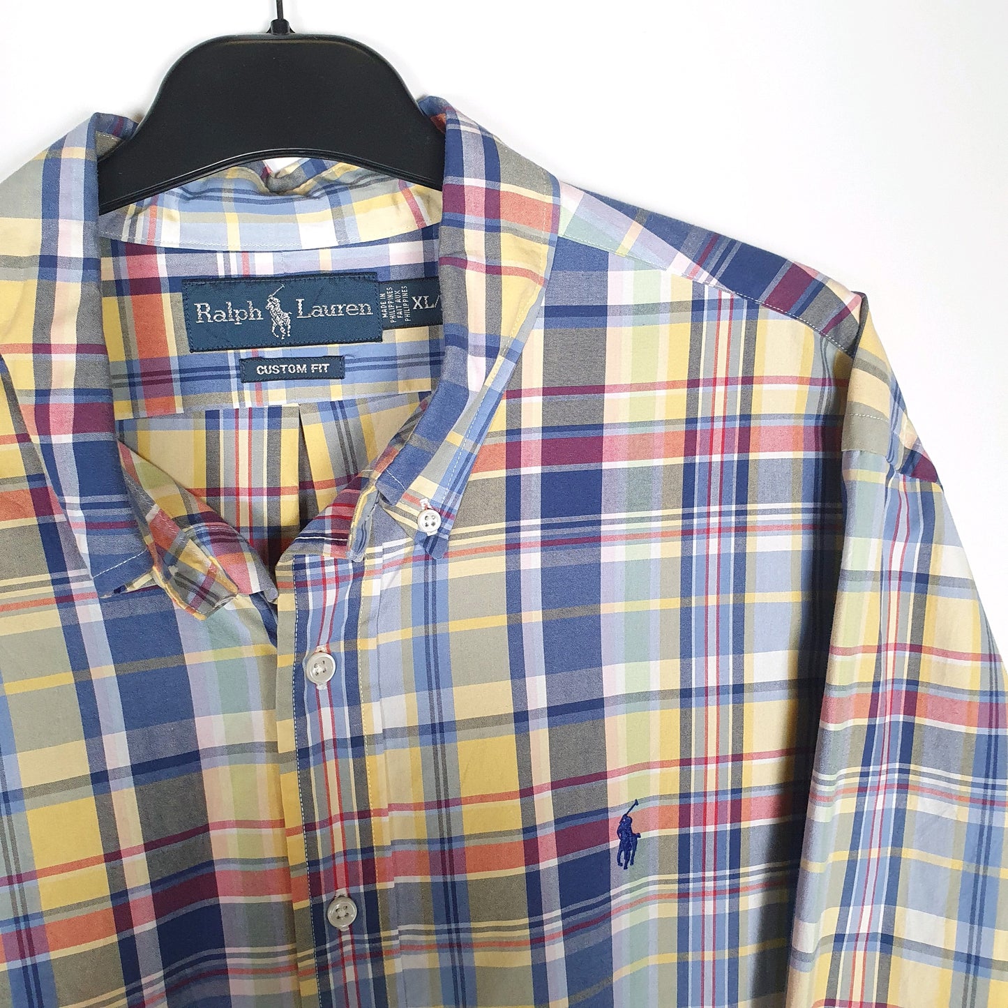 Polo Ralph Lauren Long Sleeve Custom Fit Check Shirt Blue