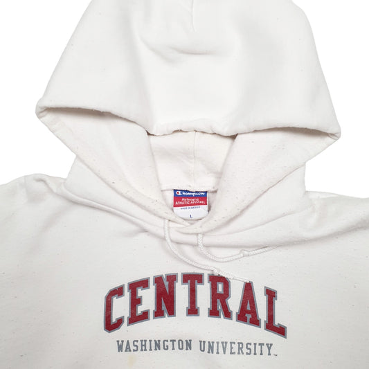 Mens White Champion Central Washington University USA College Hoodie Jumper