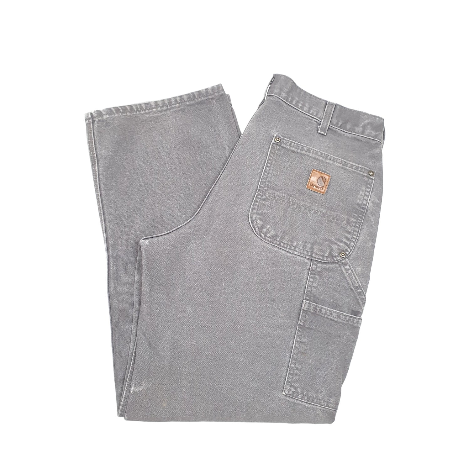 Mens Grey Carhartt Double Knee Riveted Carpenter Trousers