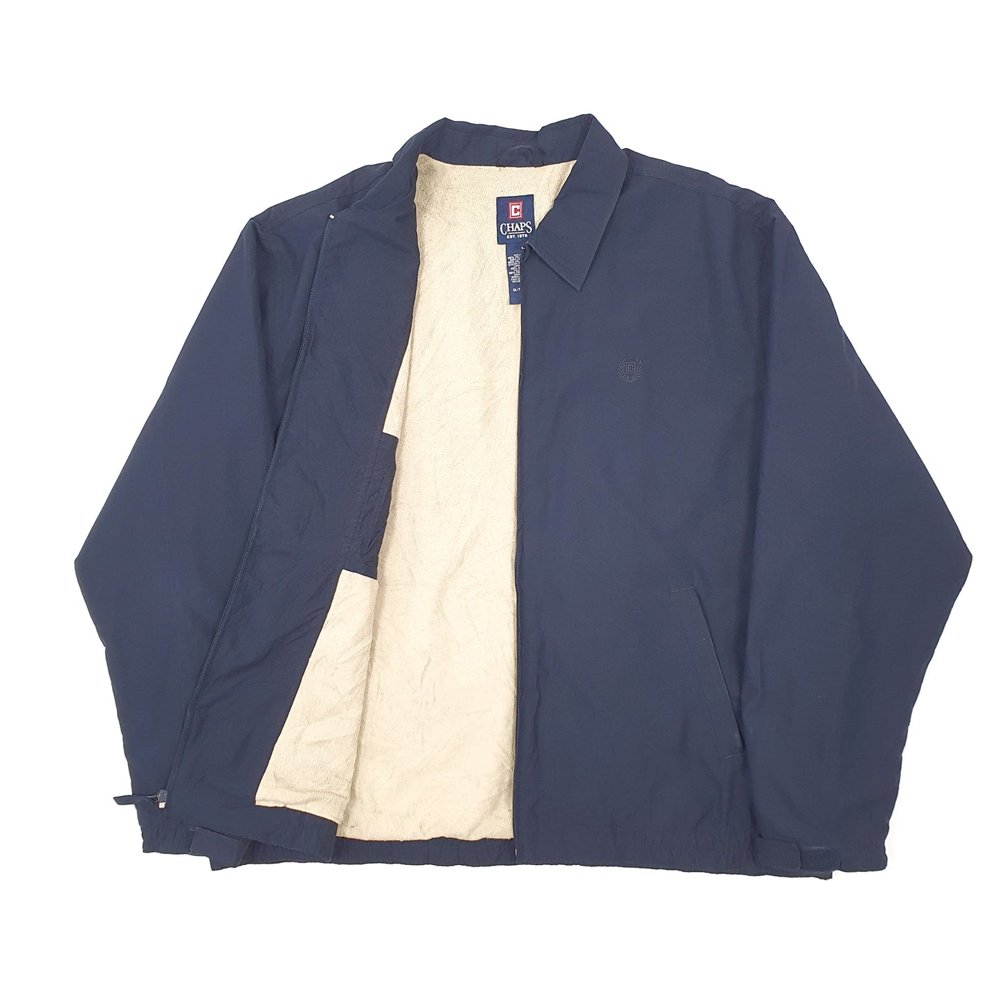 Mens Navy Chaps Sherpa Lined Harrington Jacket Coat