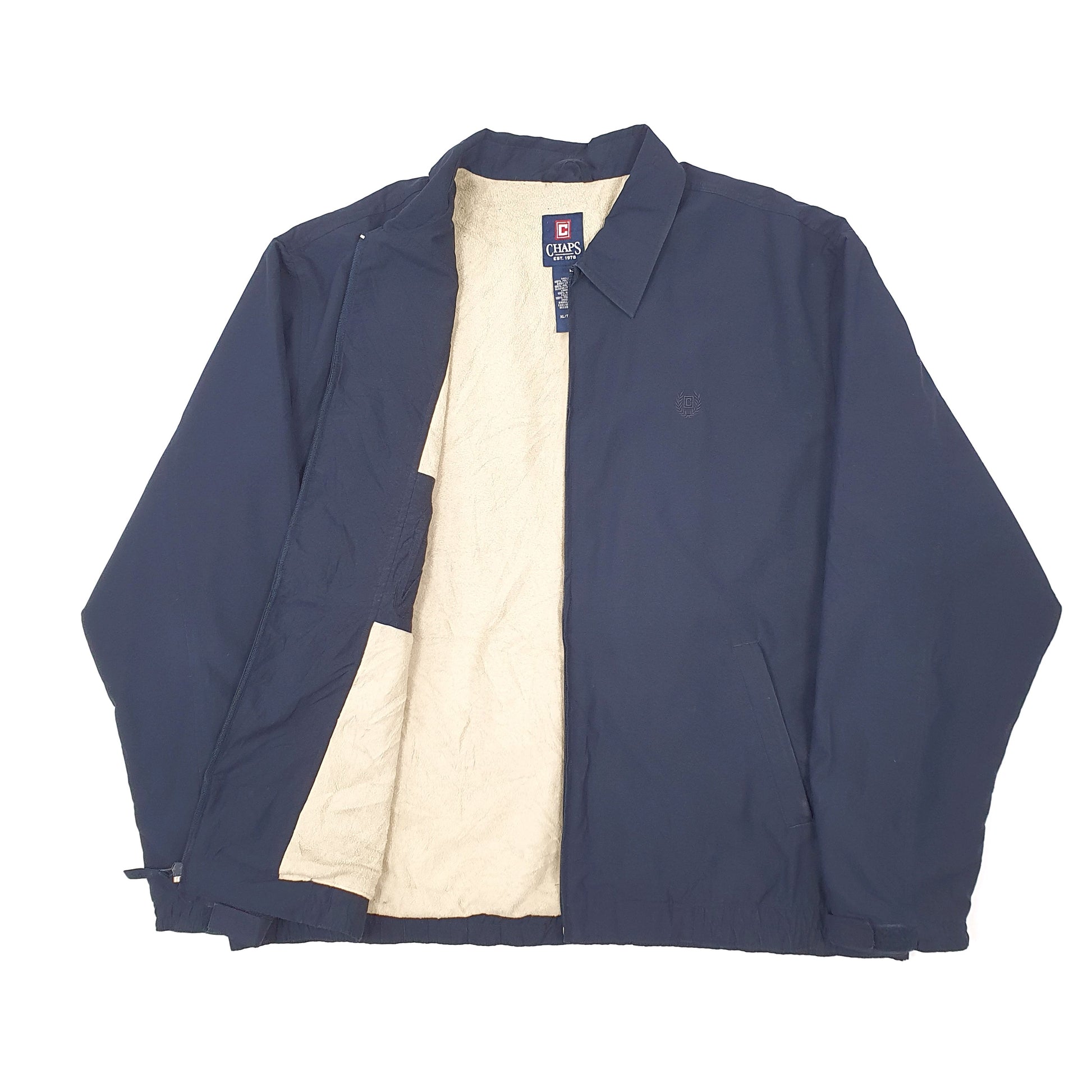 Mens Navy Chaps Sherpa Lined Harrington Jacket Coat