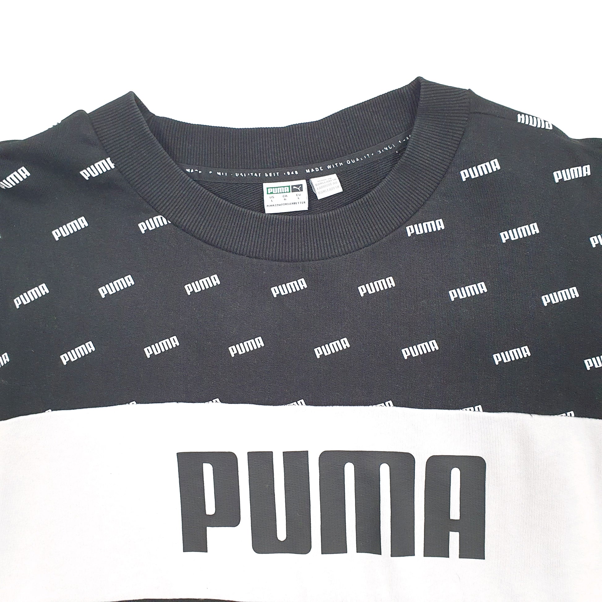 Mens Black Puma  Crewneck Jumper