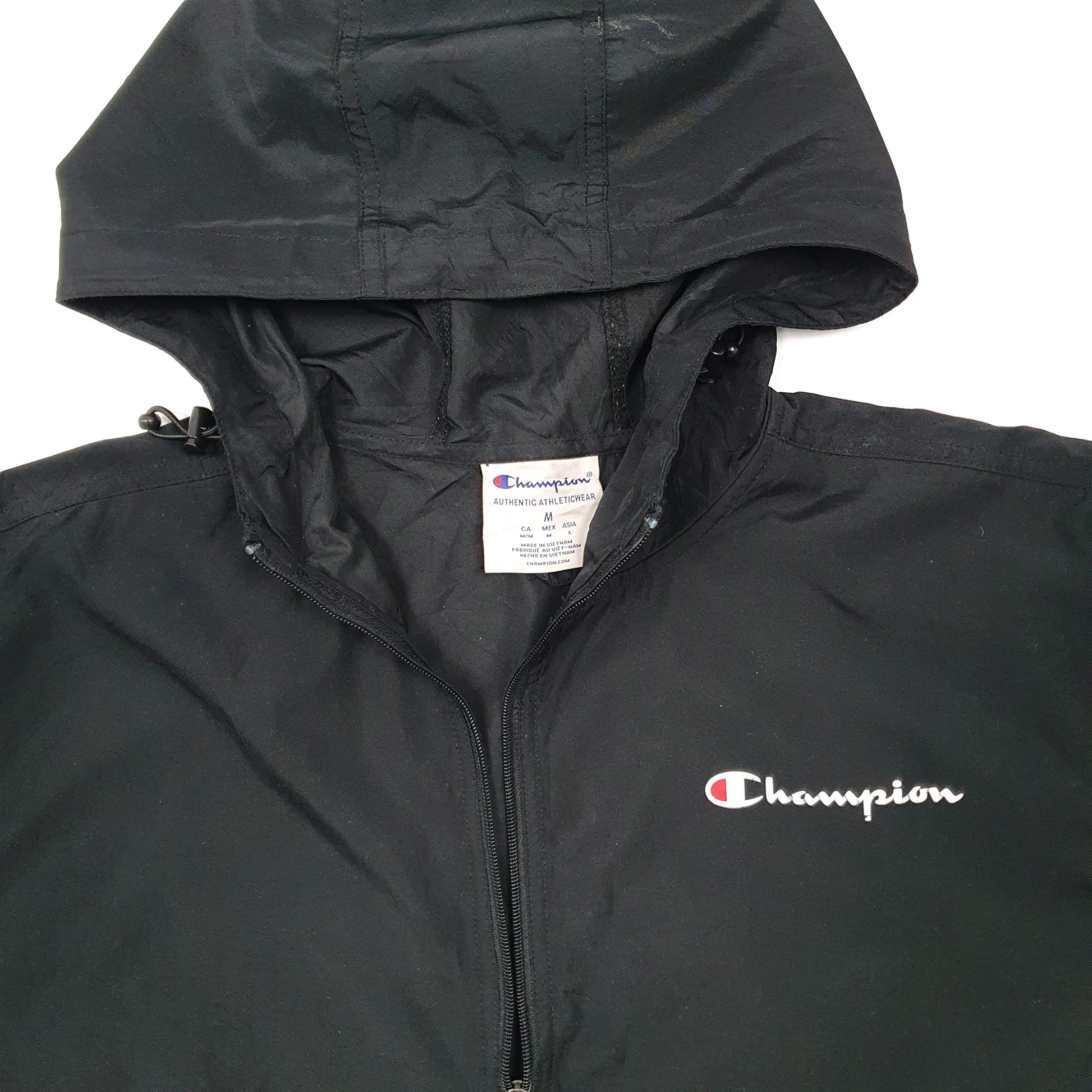 Mens Black Champion Pullover Quarter Zip Hoodie Windbreaker Coat
