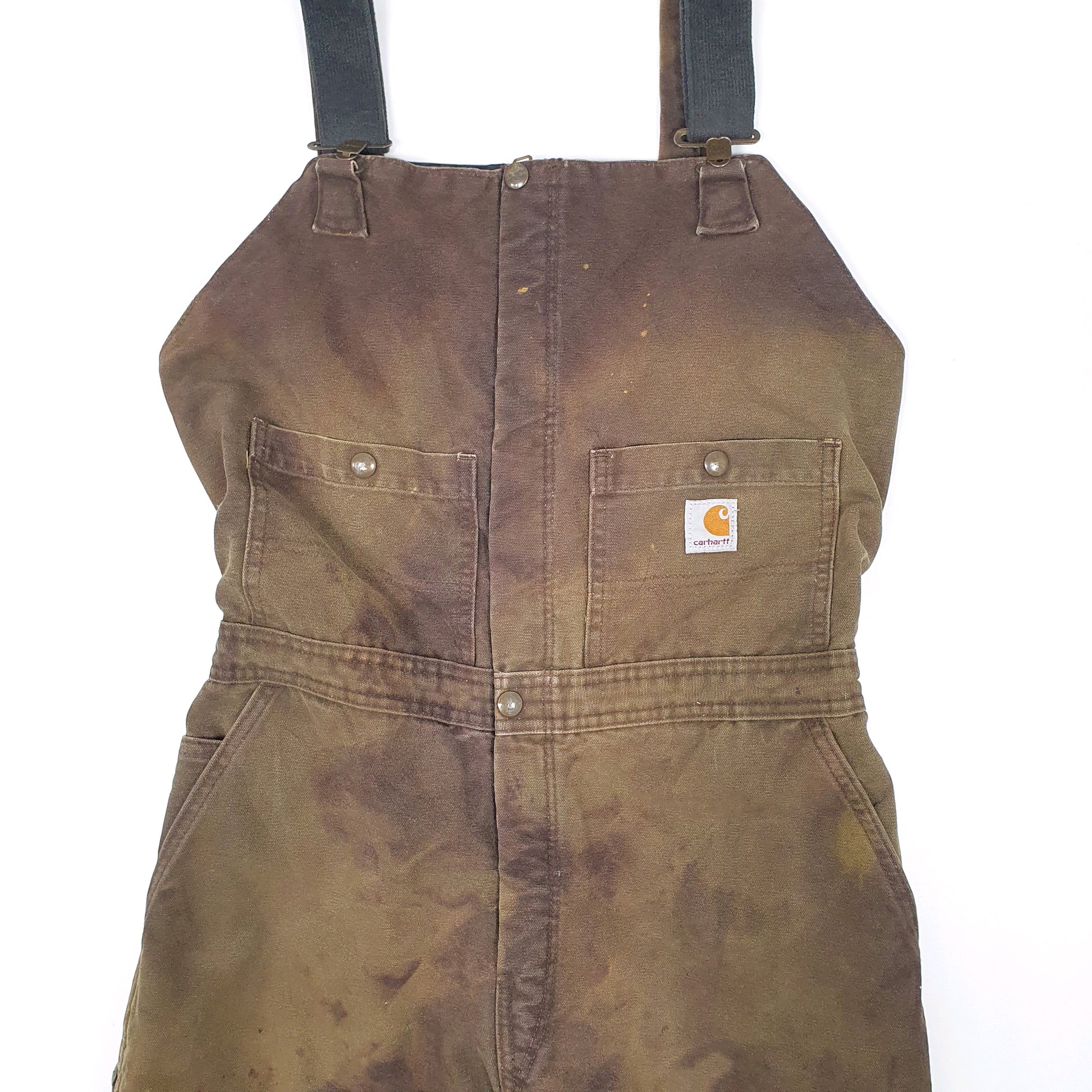 Womens Brown Carhartt Insulated Padded Thermal Double Knee Dungaree Trousers
