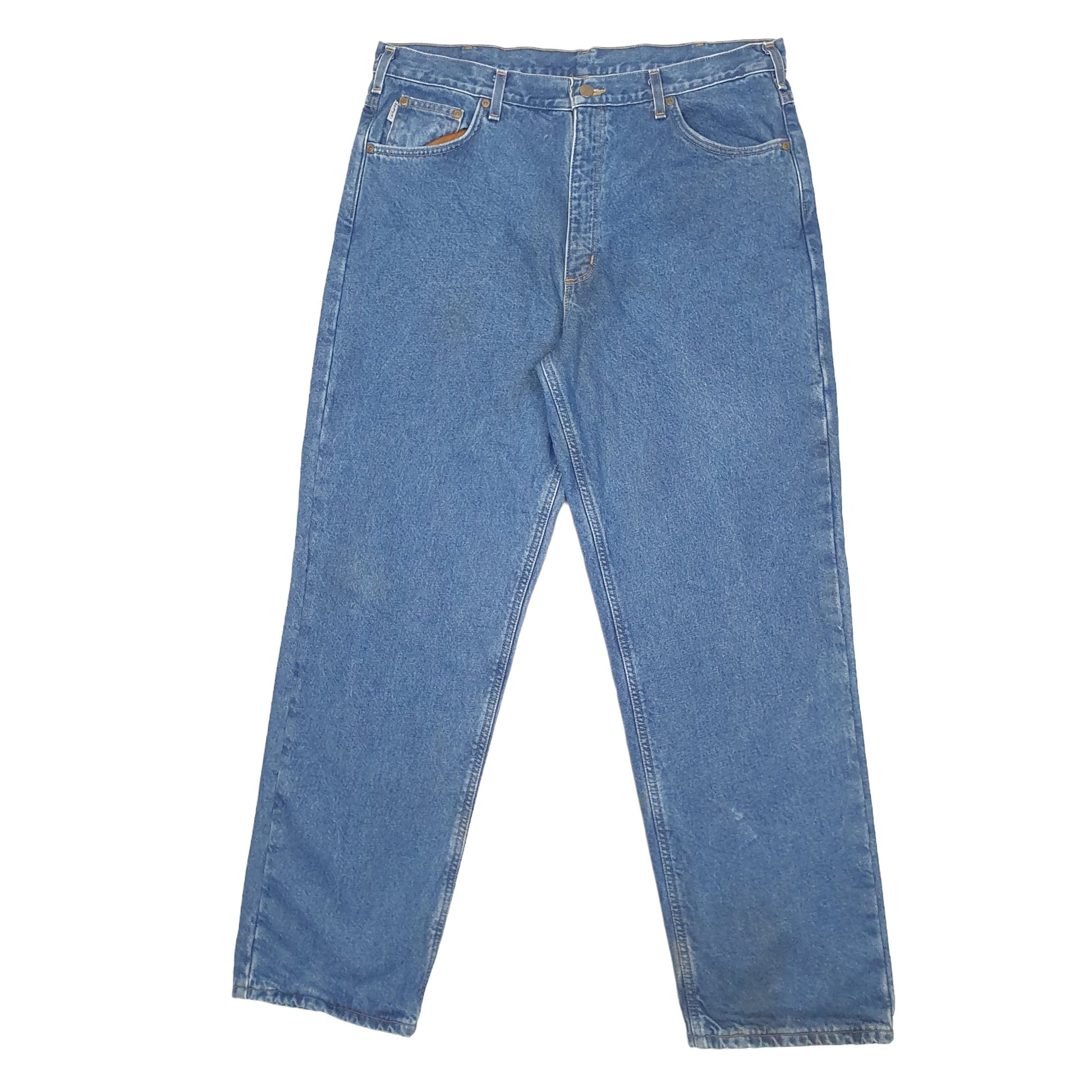 Mens Blue Carhartt Lined Insulated Carpenter JeansW38 L32