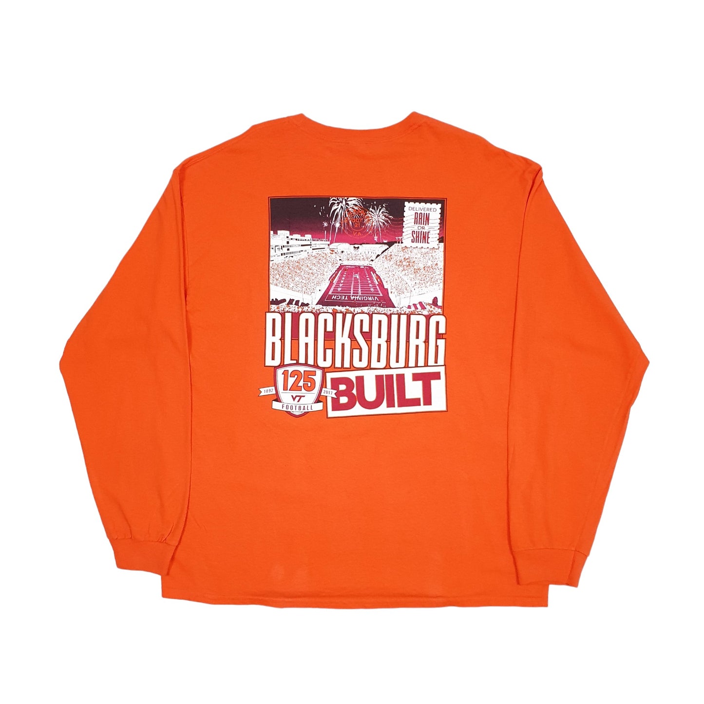 Gildan USA Virginia Tech Football Long Sleeve T Shirt Orange