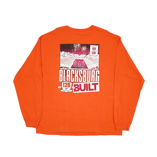 Gildan USA Virginia Tech Football Long Sleeve T Shirt Orange