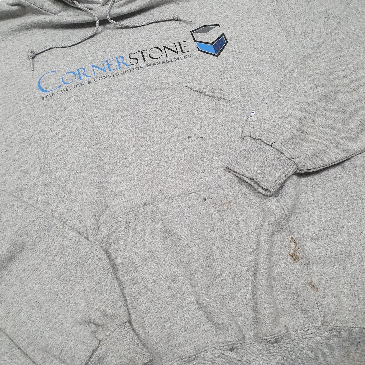 Mens Grey Champion Cornerstone Construction Hoodie Jumper