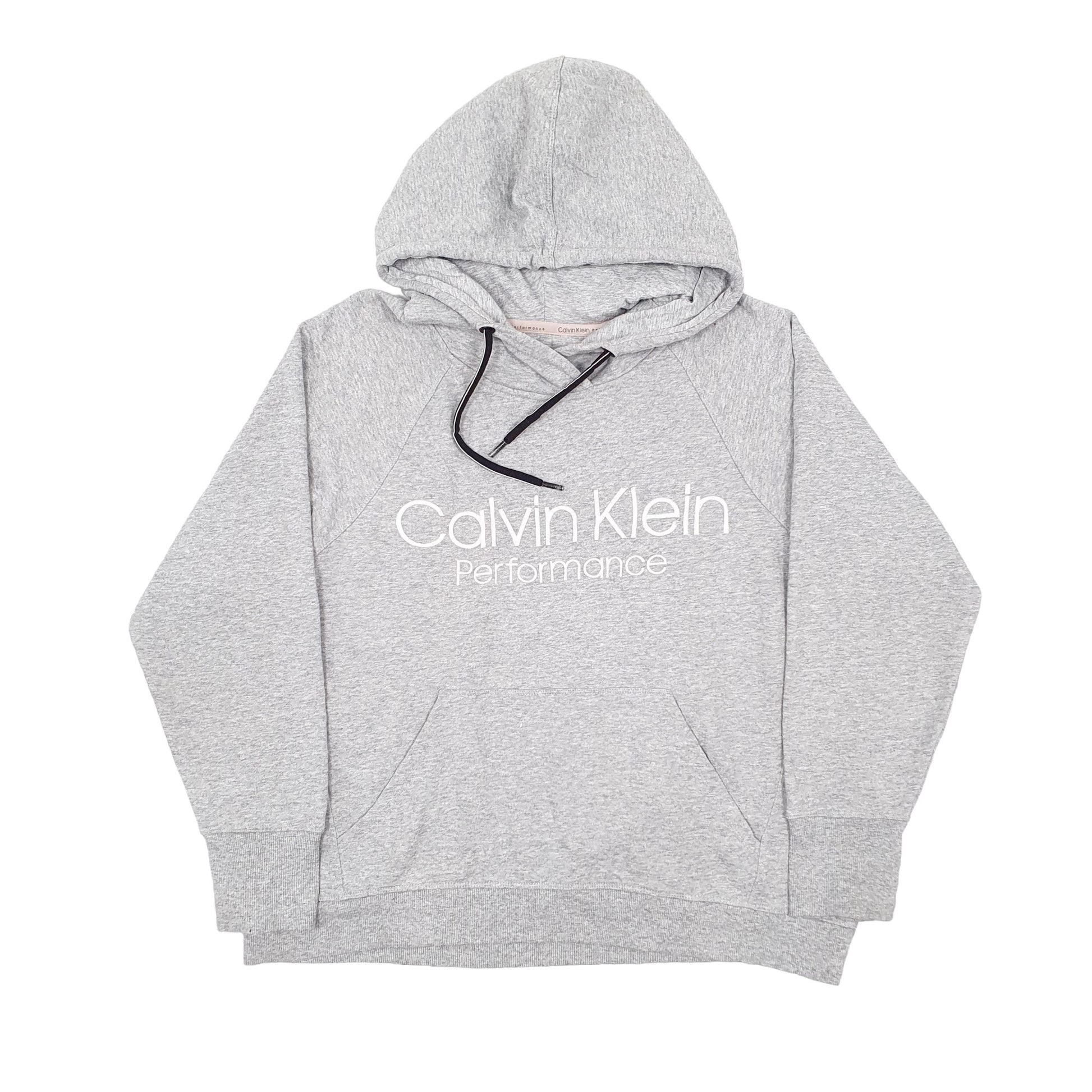 Womens Grey Calvin Klein Performance Spellout Hoodie Jumper