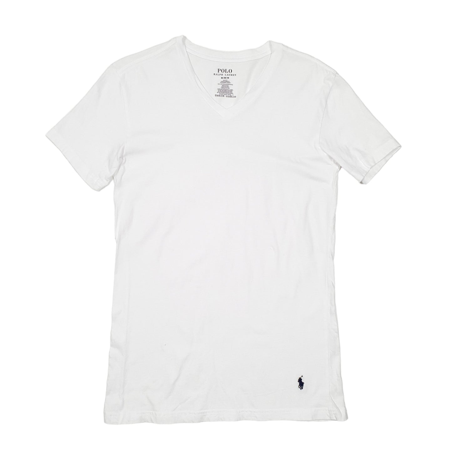 Mens White Ralph Lauren Slim Fit V Neck Polo Short Sleeve T Shirt
