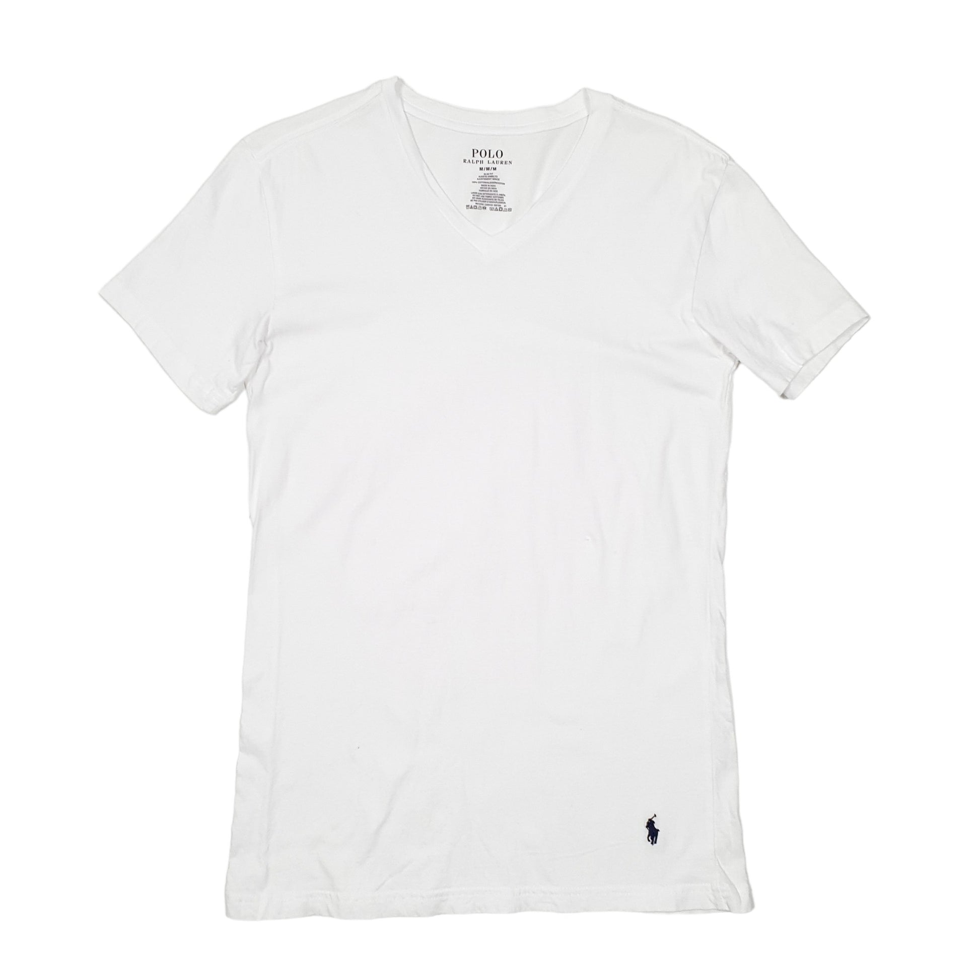 Mens White Ralph Lauren Slim Fit V Neck Polo Short Sleeve T Shirt