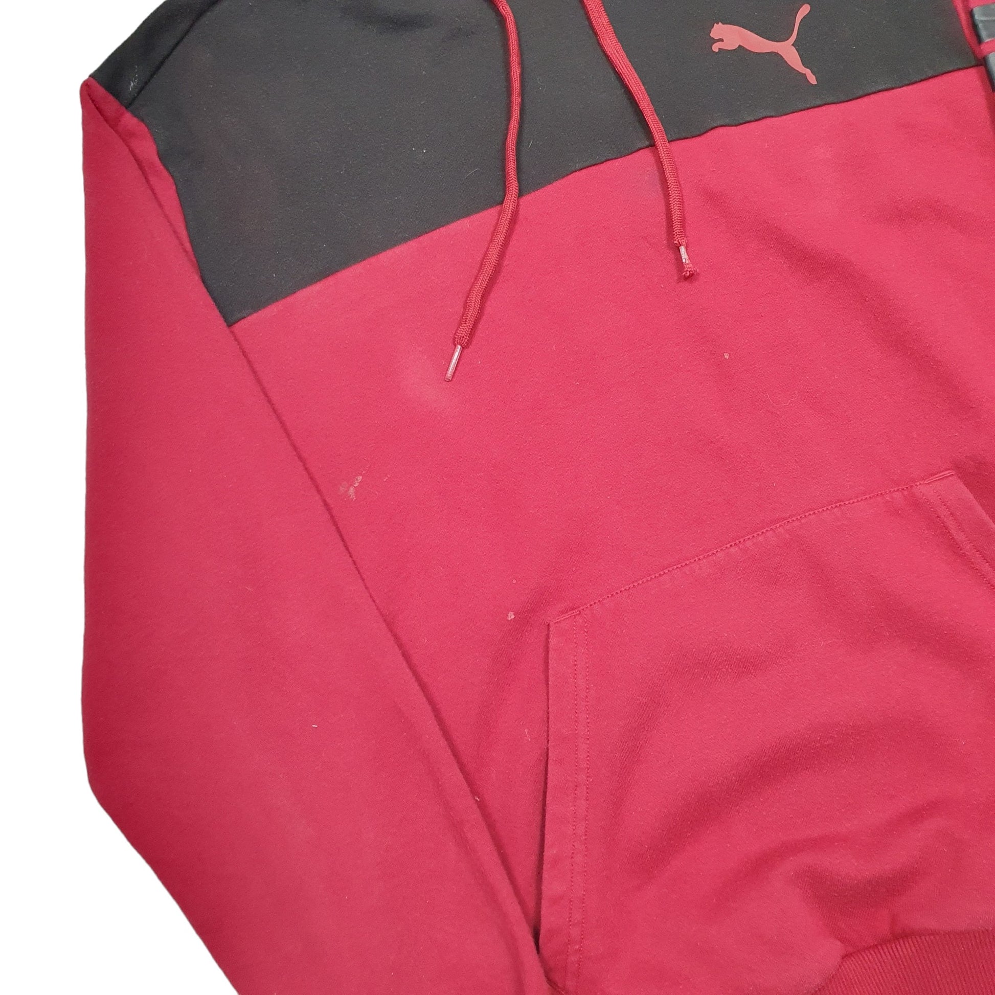 Mens Red Puma Spellout Hoodie Jumper