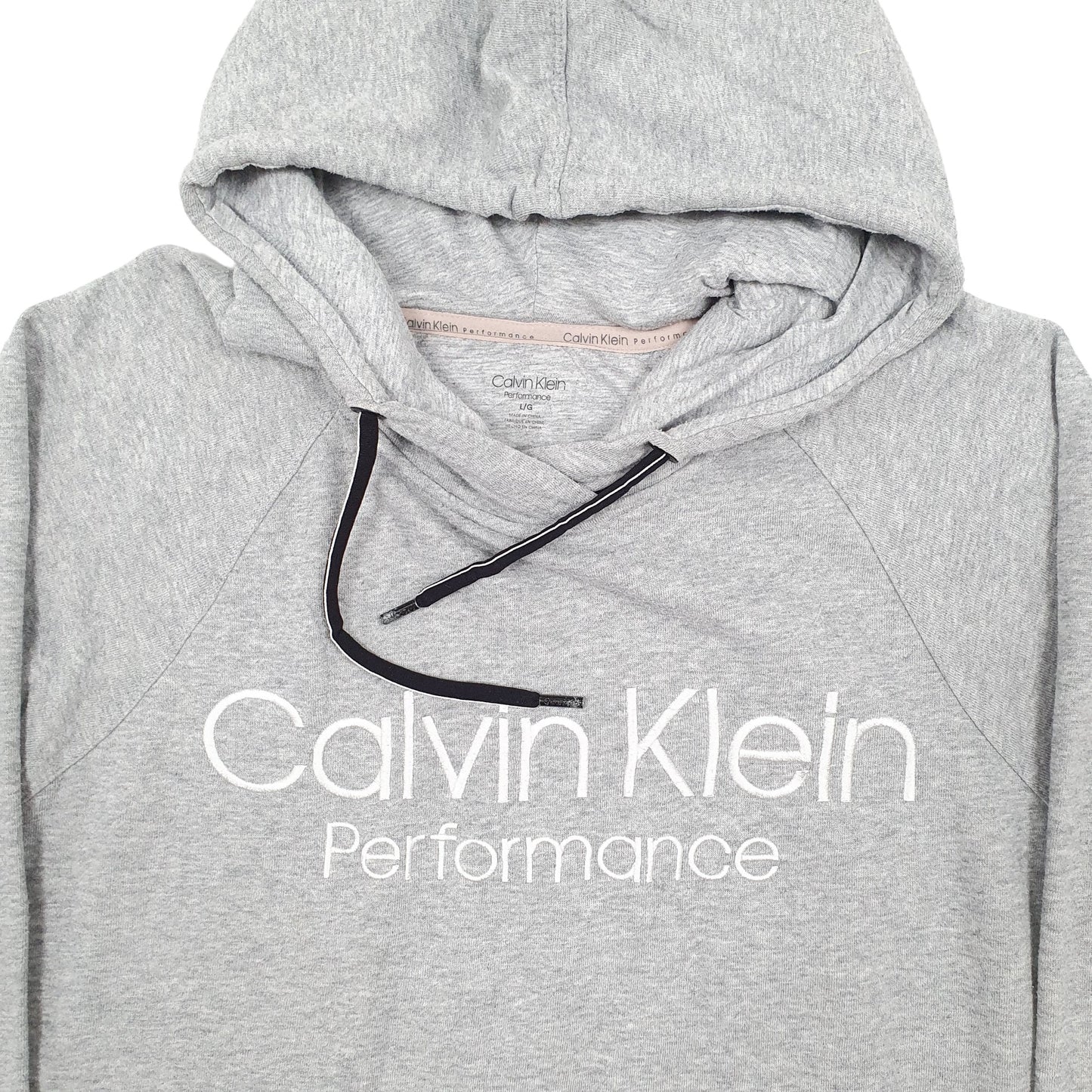 Womens Grey Calvin Klein Performance Spellout Hoodie Jumper