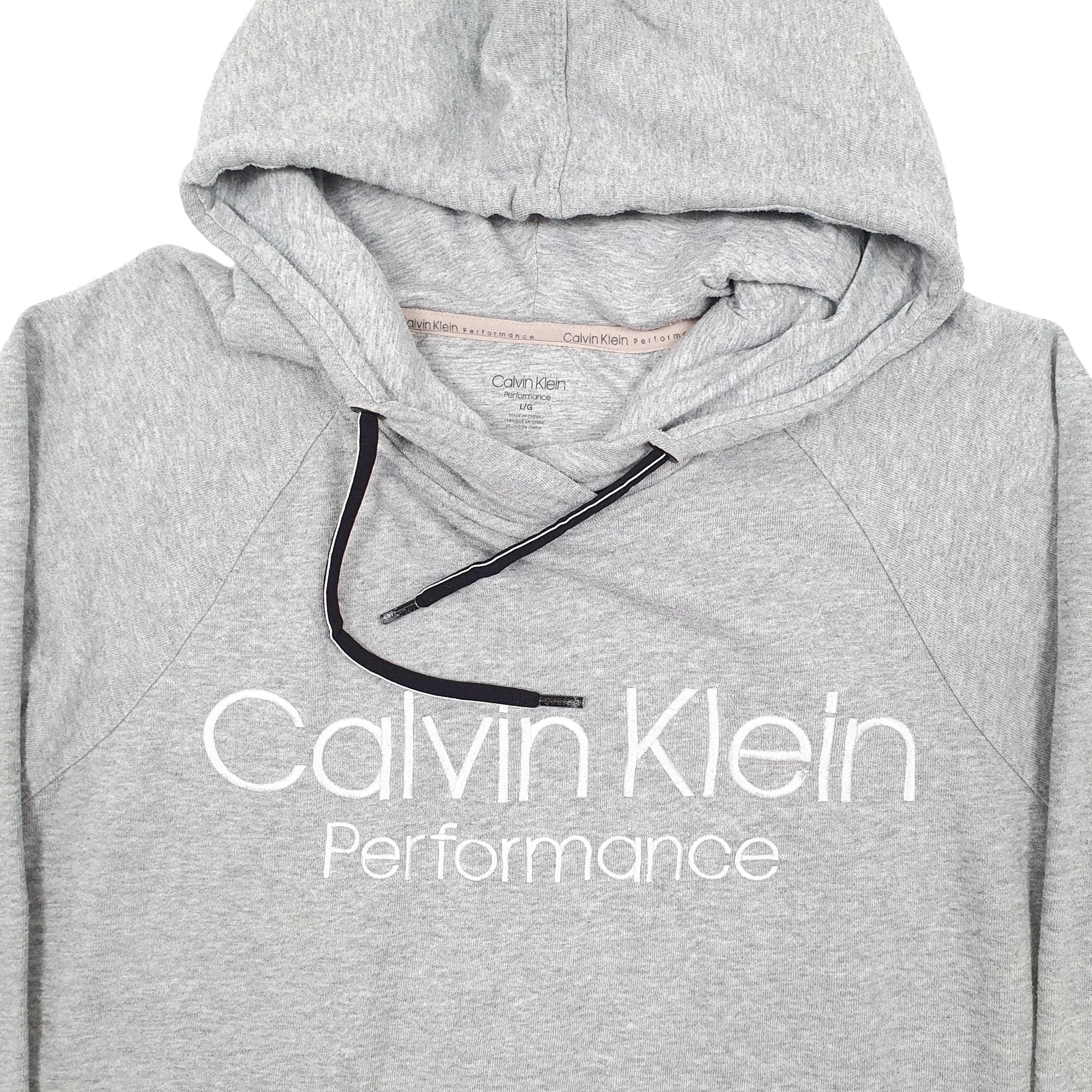 Womens Grey Calvin Klein Performance Spellout Hoodie Jumper