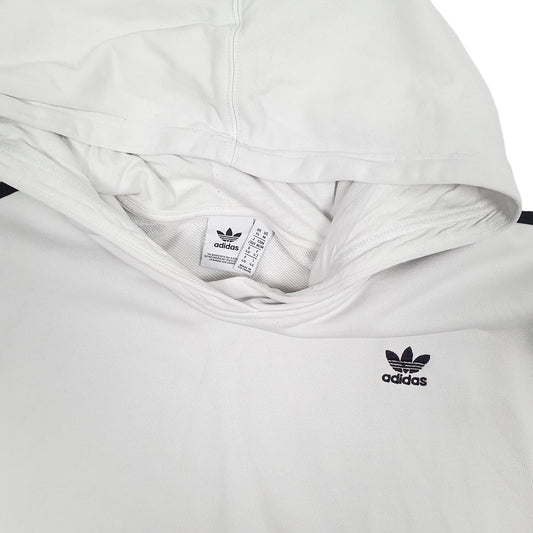 Womens White Adidas Crop Top Hoodie Jumper