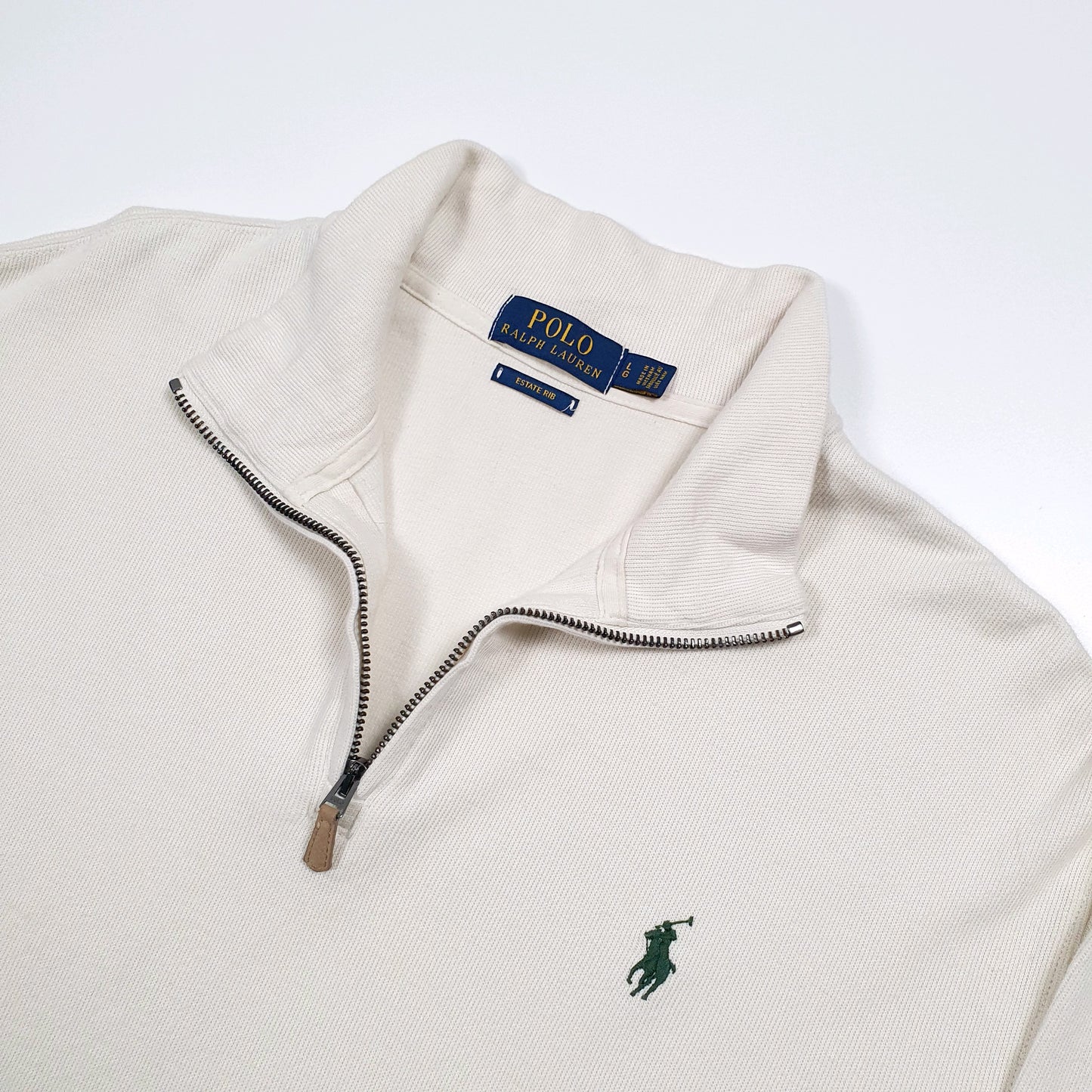 Polo Ralph Lauren Estate Rib Quarter Zip L Cream