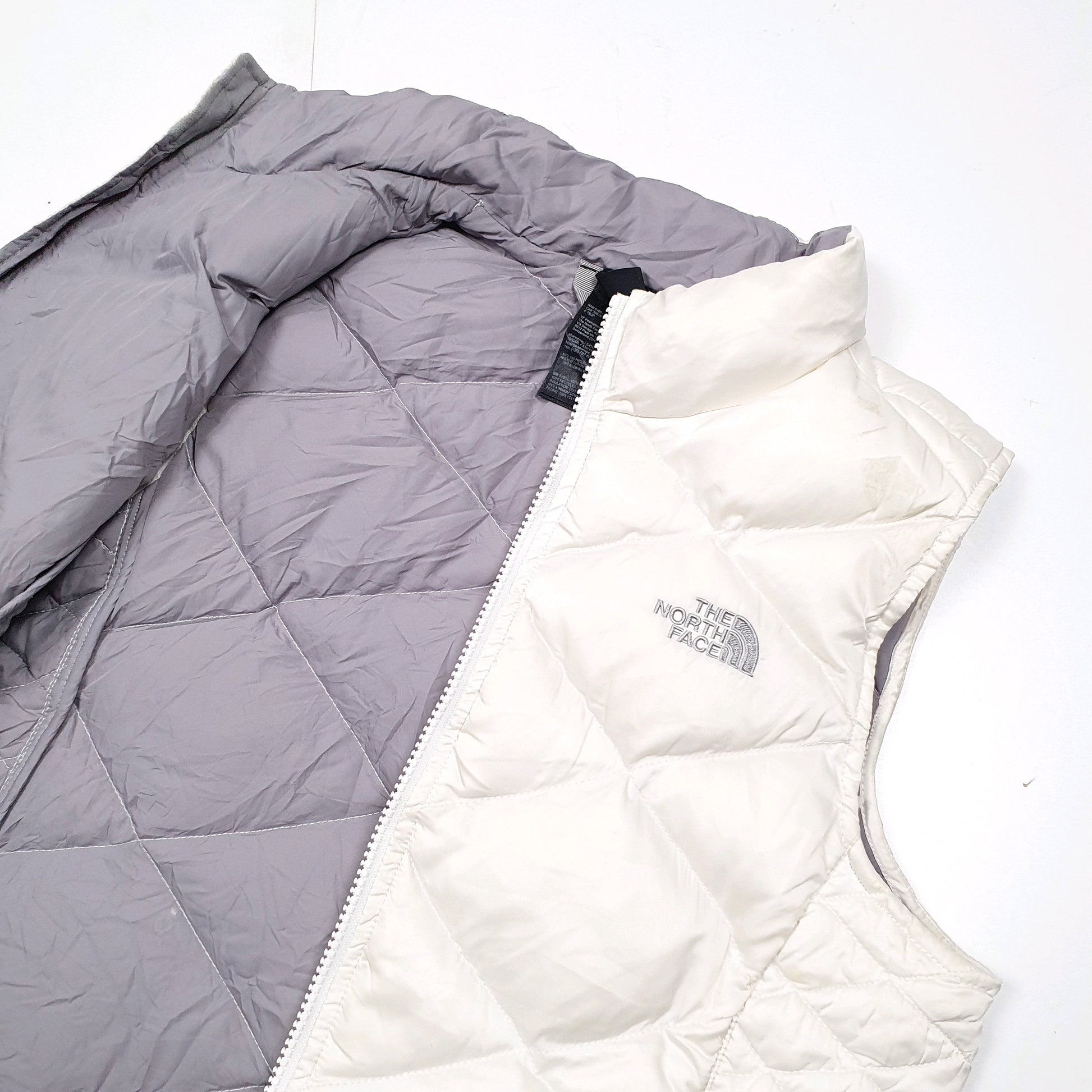 Womens The North Face Goose Down 550 Puffer Gilet Cream