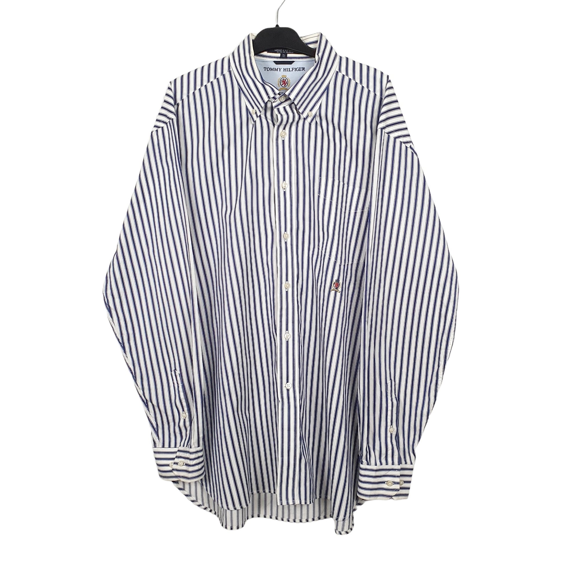 Tommy Hilfiger Long Sleeve Regular Fit Pinstripe Shirt Blue