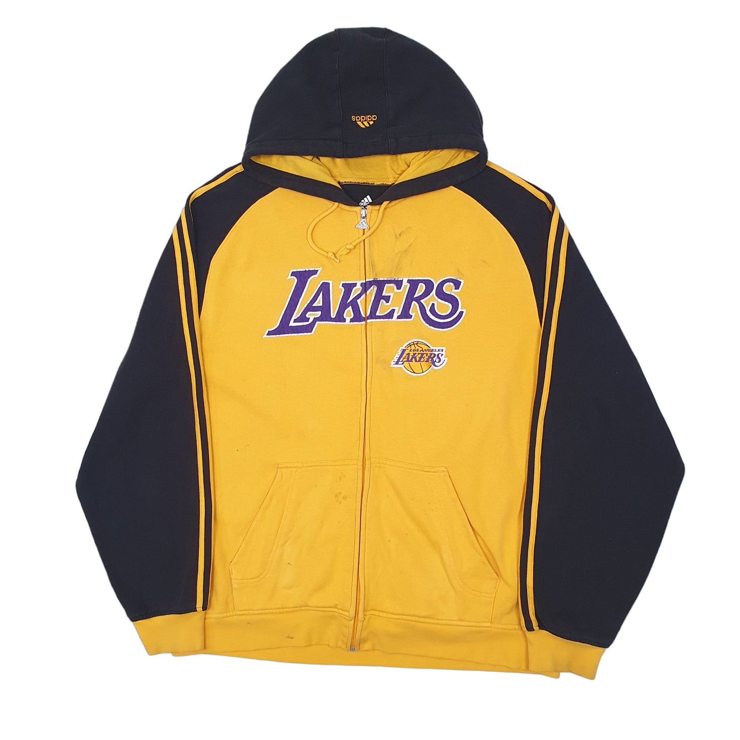Mens Yellow Adidas NBA Los Angeles Lakers Hoodie Full Zip Jumper