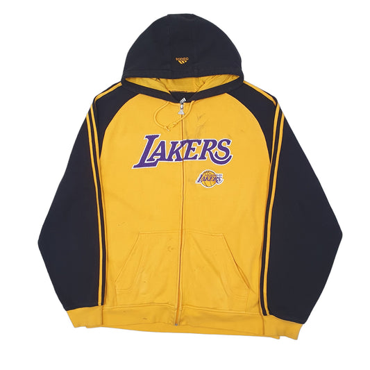 Mens Yellow Adidas NBA Los Angeles Lakers Hoodie Full Zip Jumper