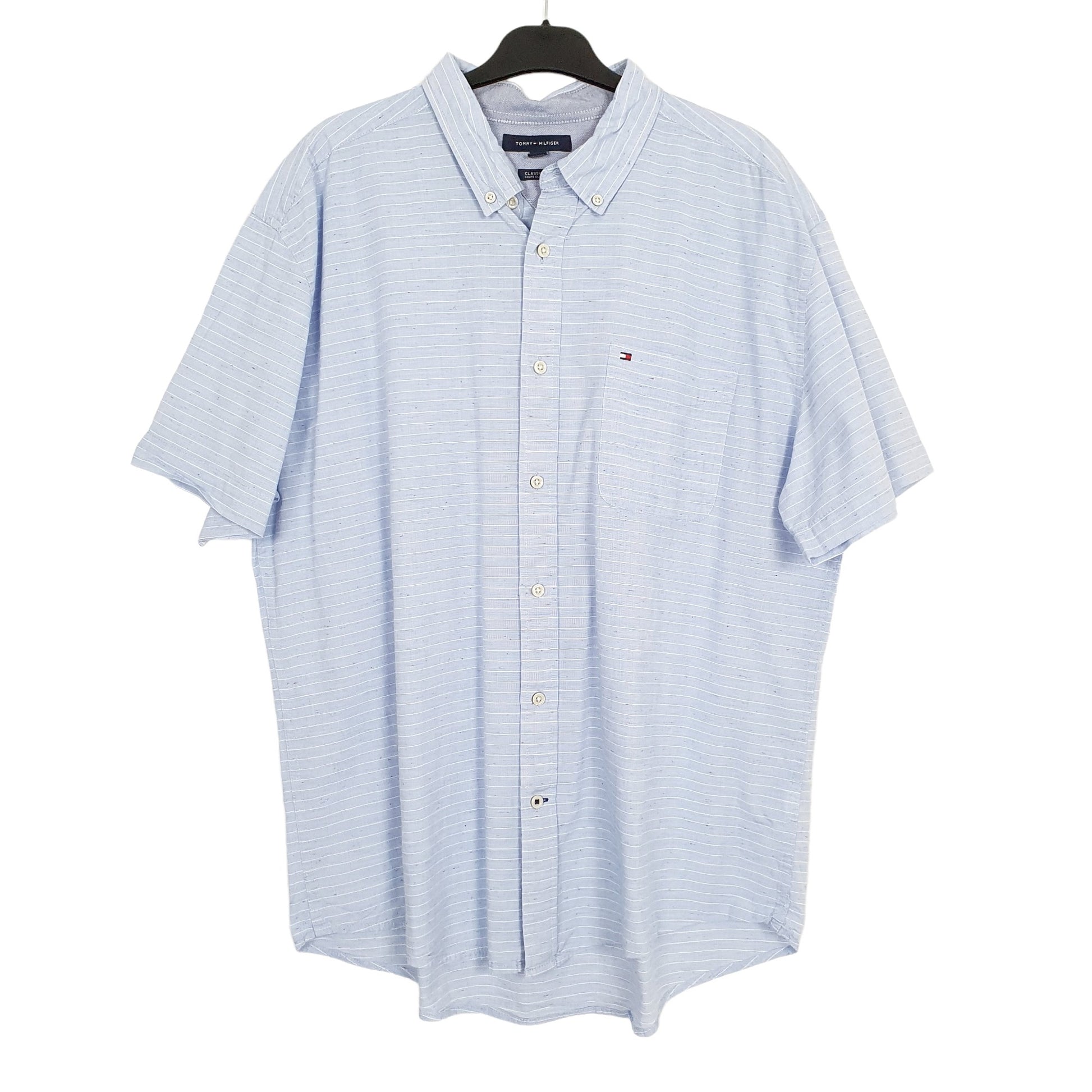 Tommy Hilfiger Short Sleeve Classic Fit Striped Shirt Blue