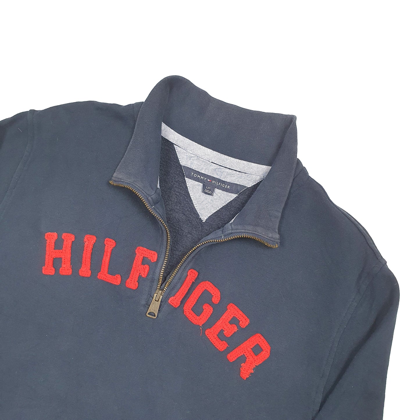 Tommy Hilfiger Spellout Quarter Zip L Navy