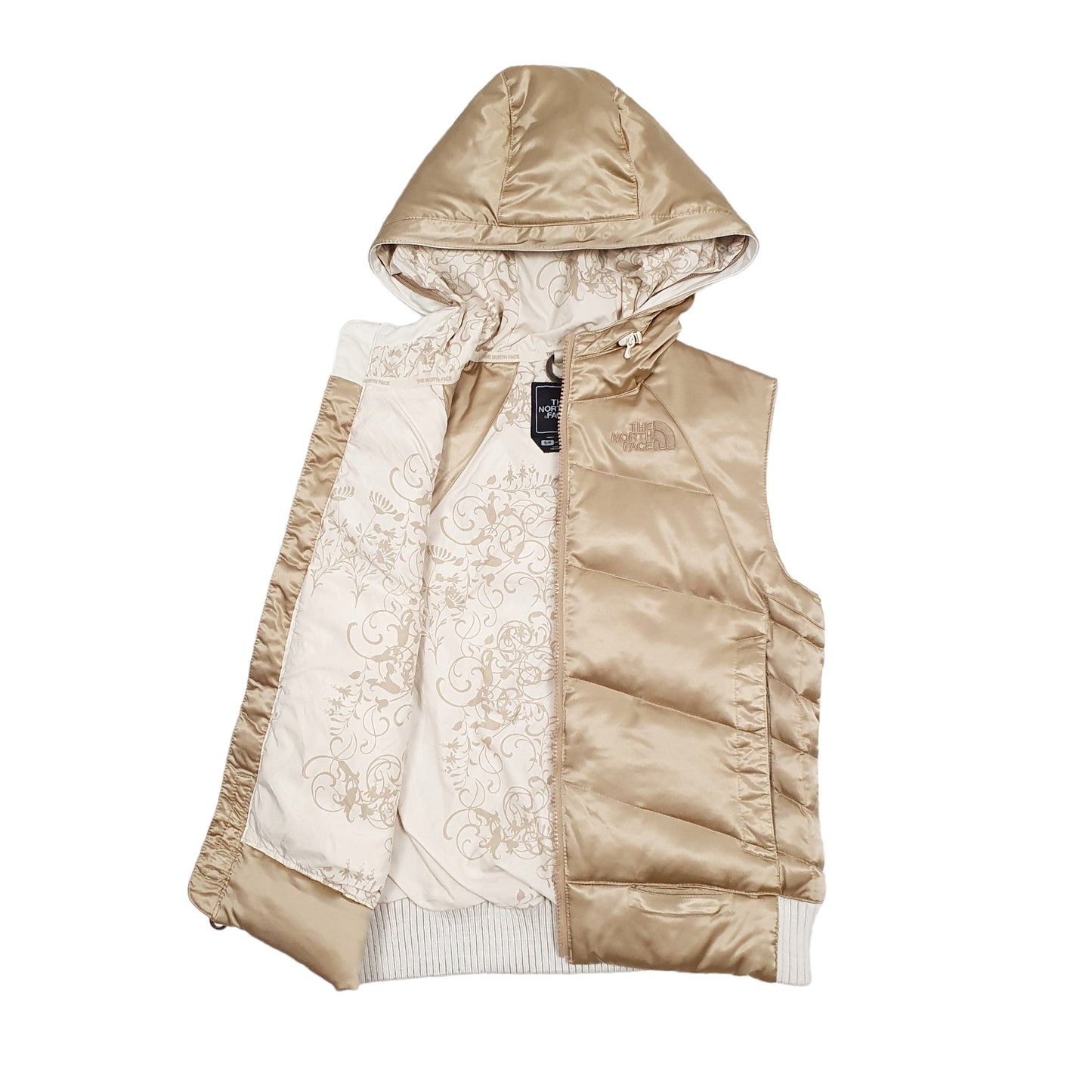 Womens Gold The North Face Hooded Puffer Jacket Coat