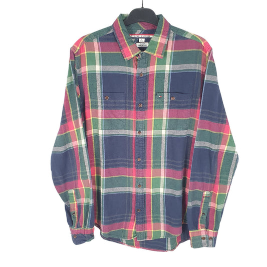 Tommy Hilfiger Flannel Long Sleeve Custom Fit Check Shirt Red