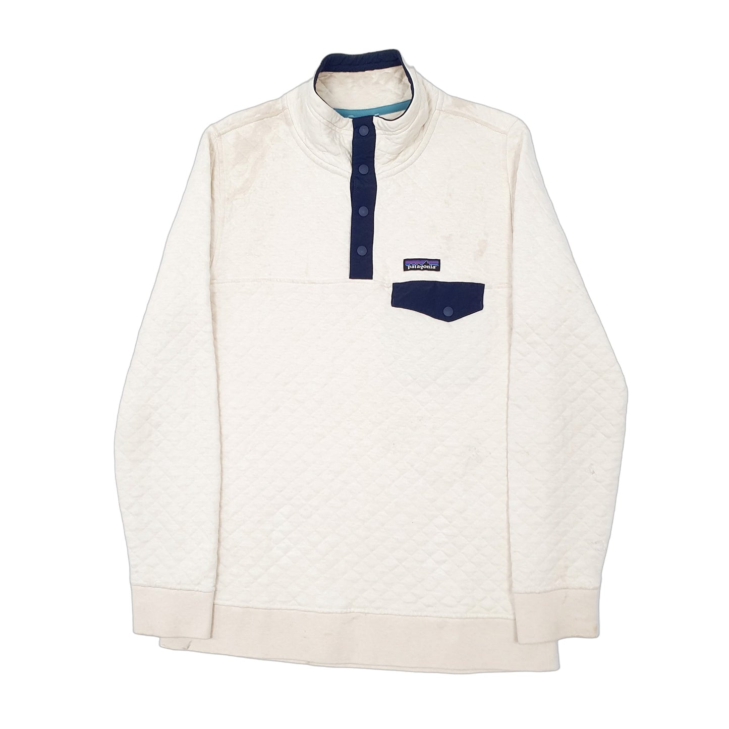 Mens Cream Patagonia Snap T Quilted Organic Quarter Zip Jumper