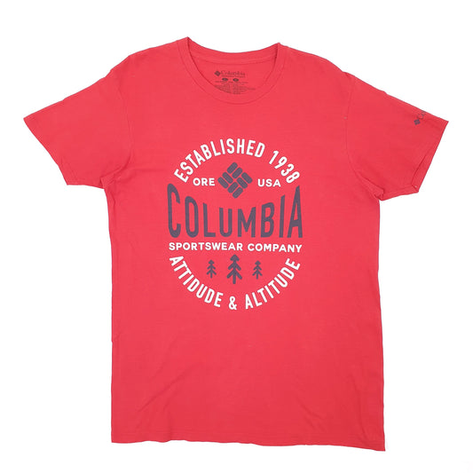 Mens Red Columbia Sportswear  Short Sleeve T Shirt