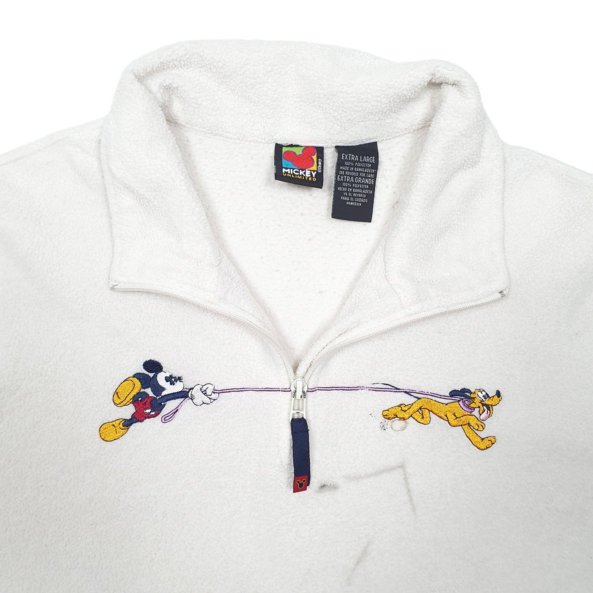 Mens Cream Disney Mickey Mouse Pluto Quarter Zip Jumper