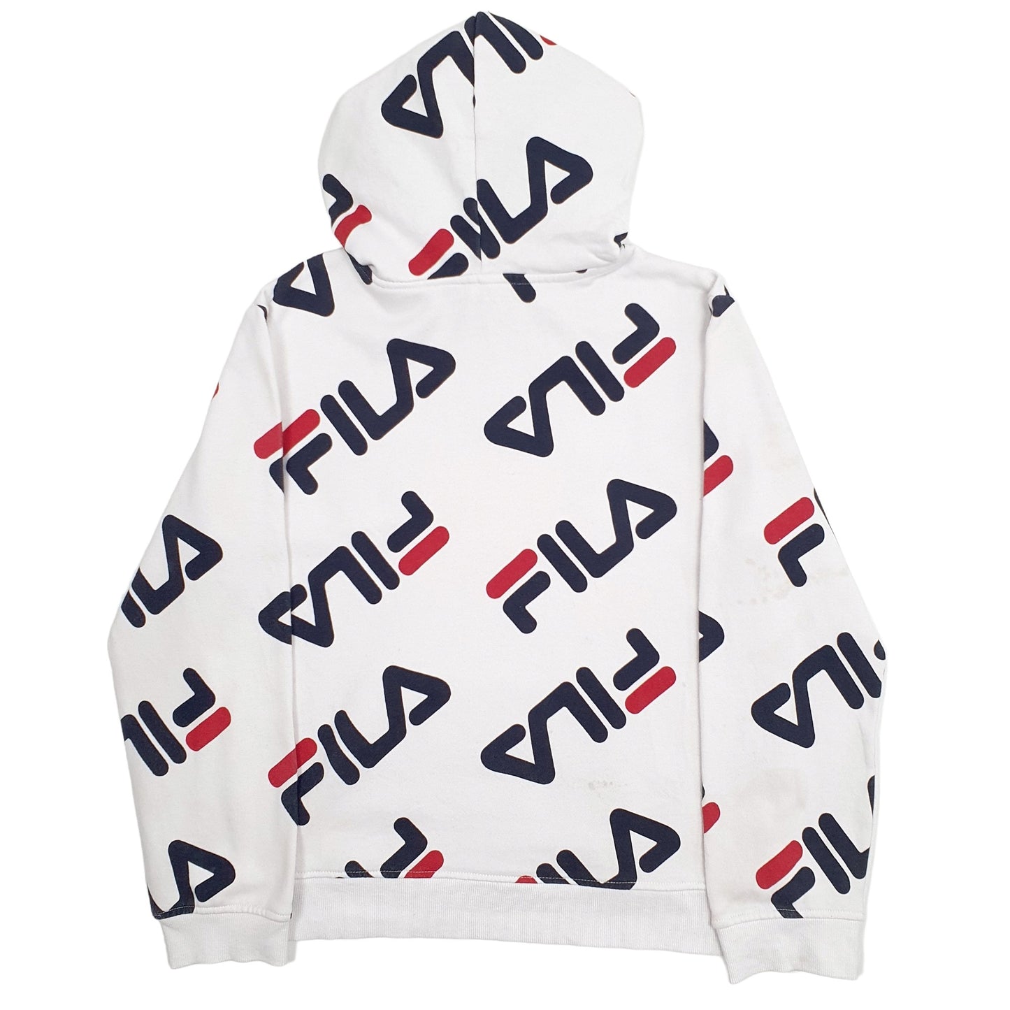 Mens White Fila Spellout Hoodie Jumper