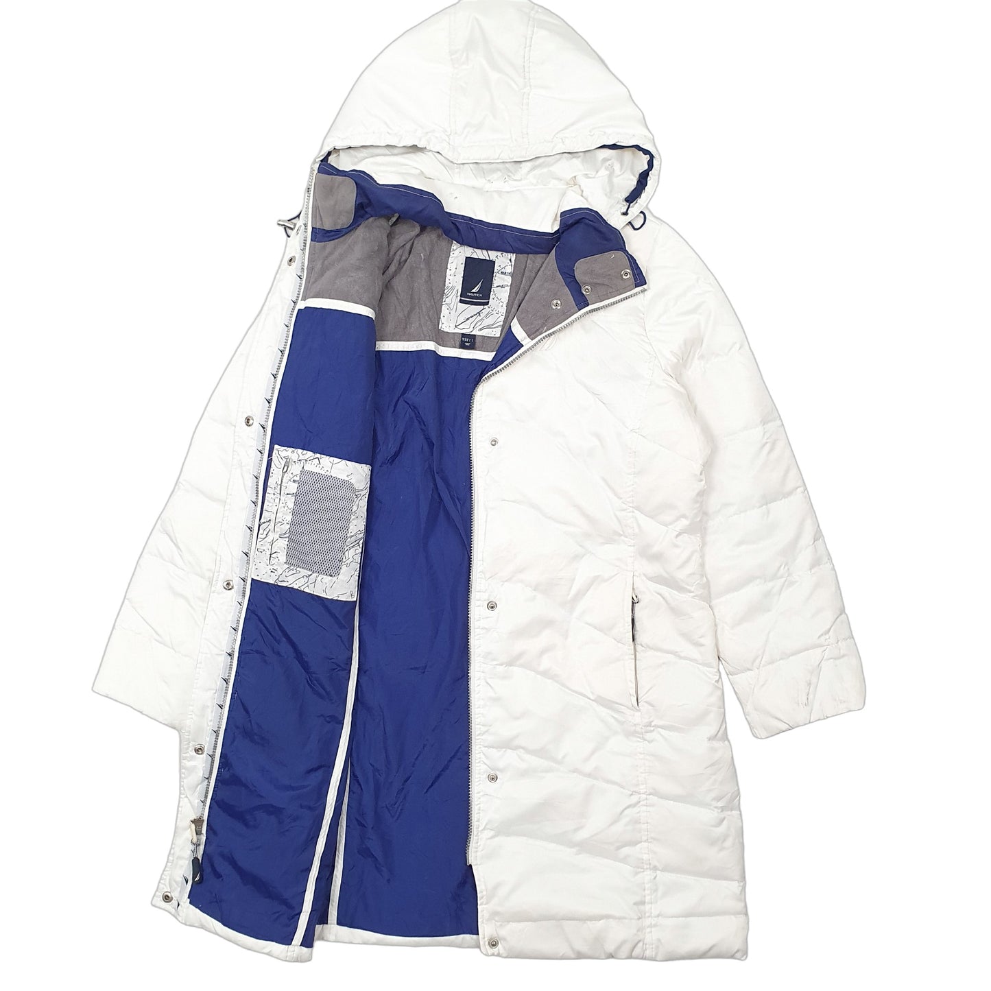 Womens White Nautica Longline Trench Puffer Jacket Coat